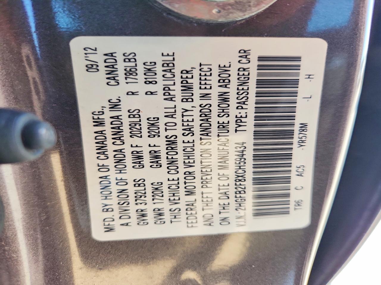 2012 Honda Civic Ex Gray vin: 2HGFB2F8XCH594434