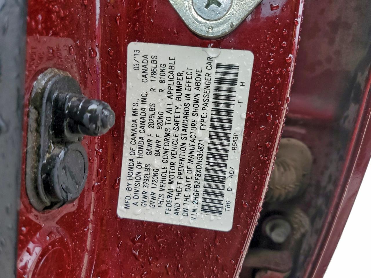 2013 Honda Civic Ex Maroon vin: 2HGFB2F8XDH535871