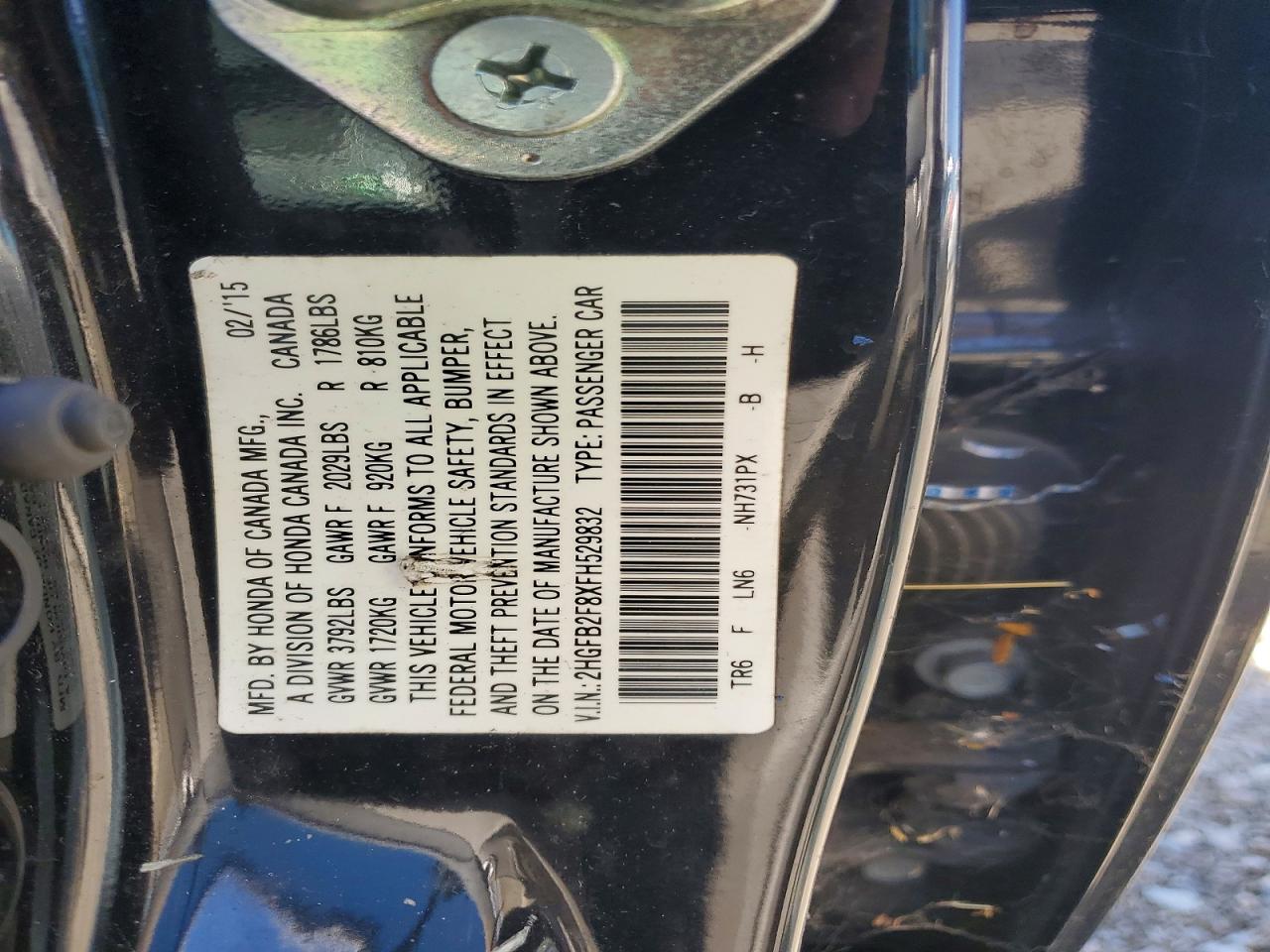 2015 Honda Civic Ex Black vin: 2HGFB2F8XFH529832