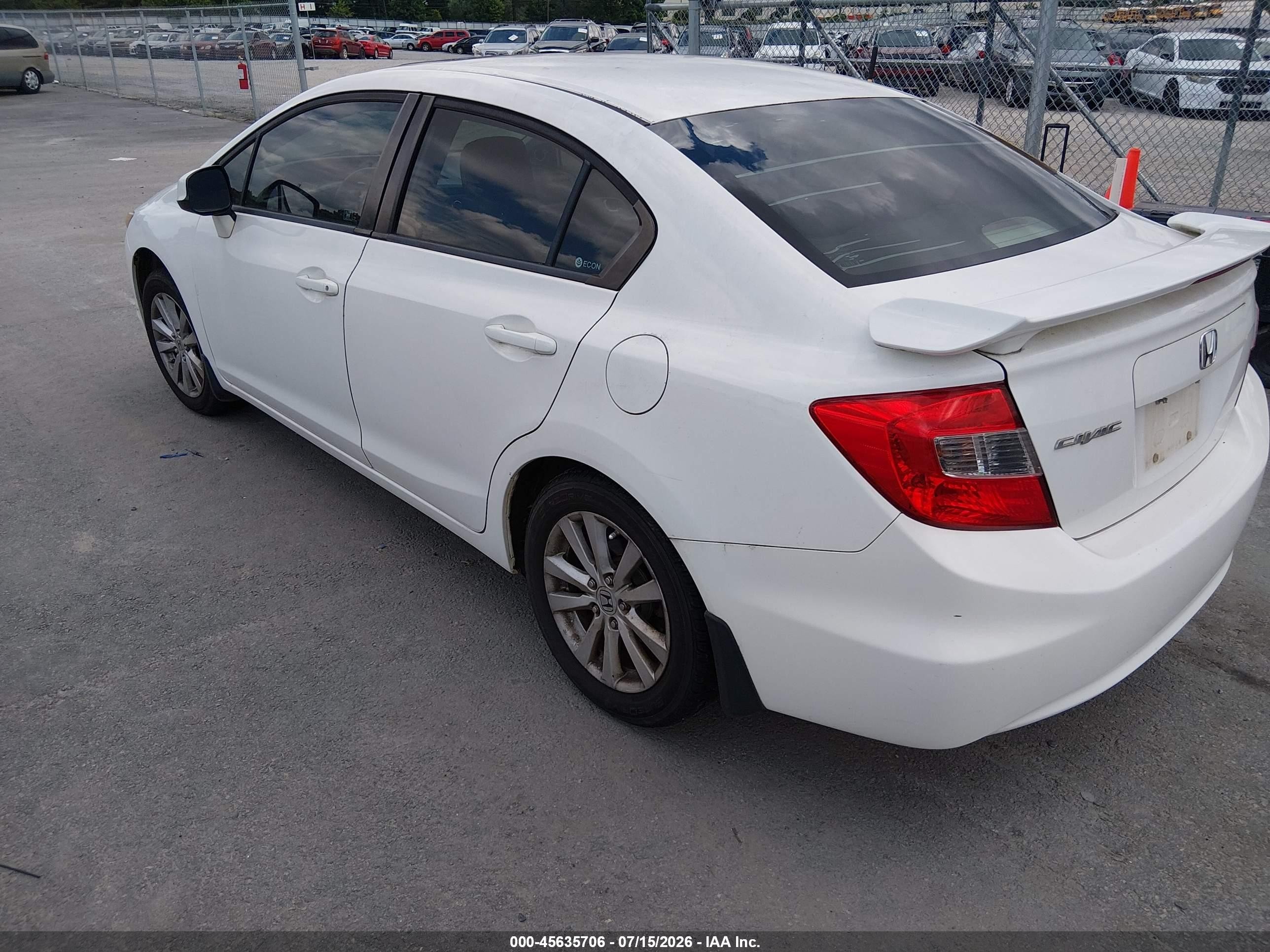 2012 Honda Civic Sdn Ex-l White vin: 2HGFB2F90CH532534