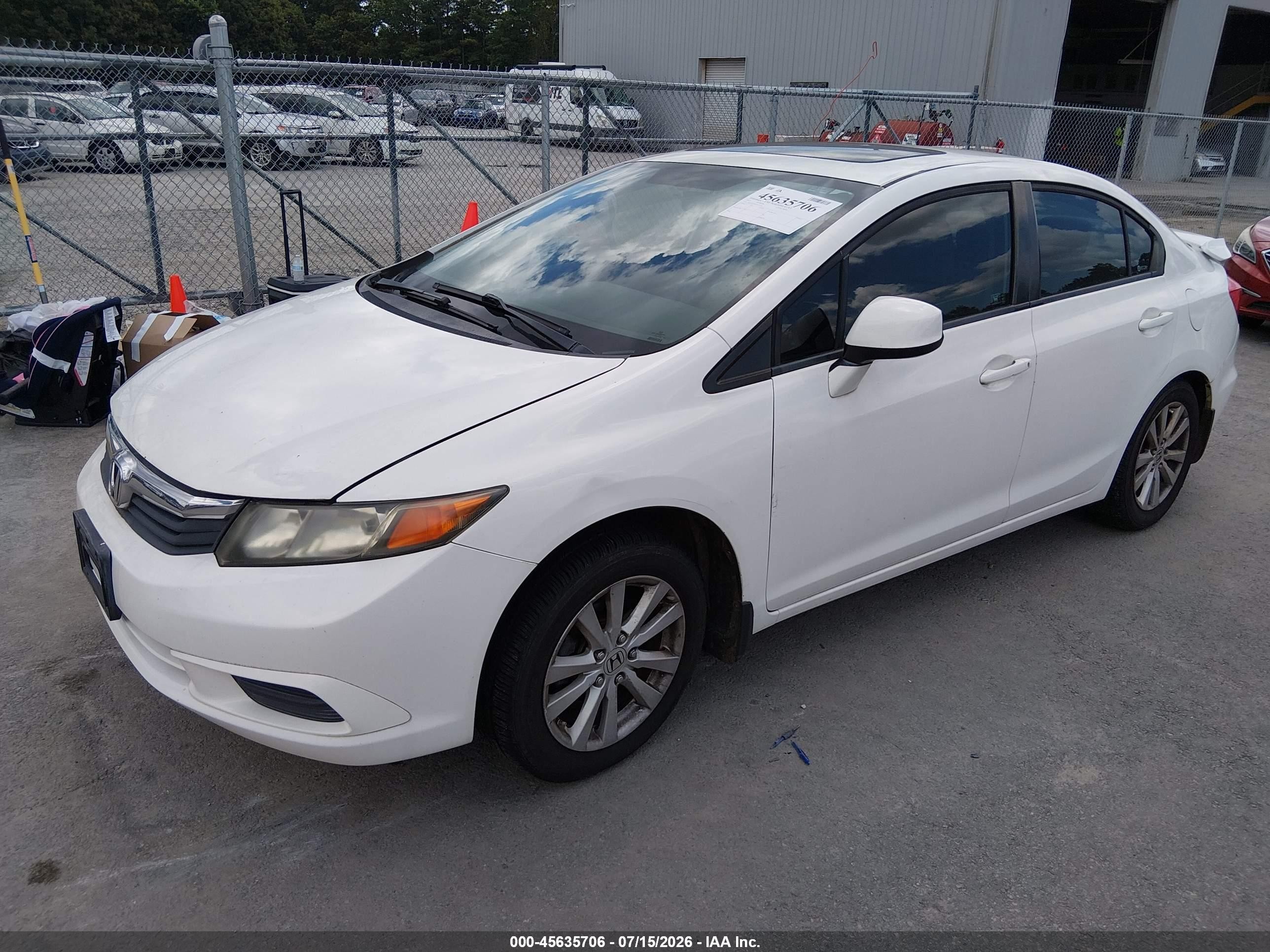 2012 Honda Civic Sdn Ex-l White vin: 2HGFB2F90CH532534