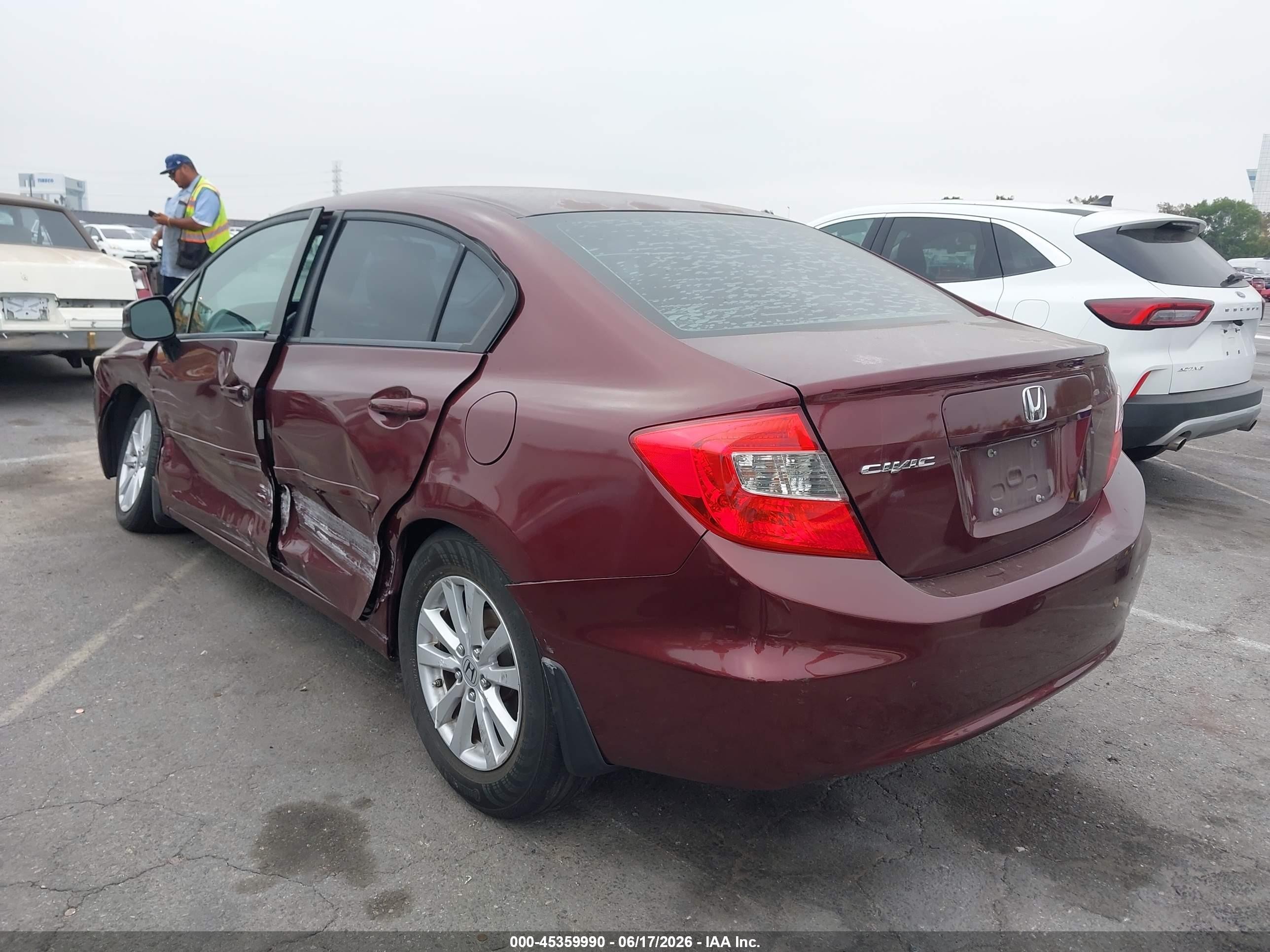 2012 Honda Civic Ex-l Burgundy vin: 2HGFB2F90CH543436