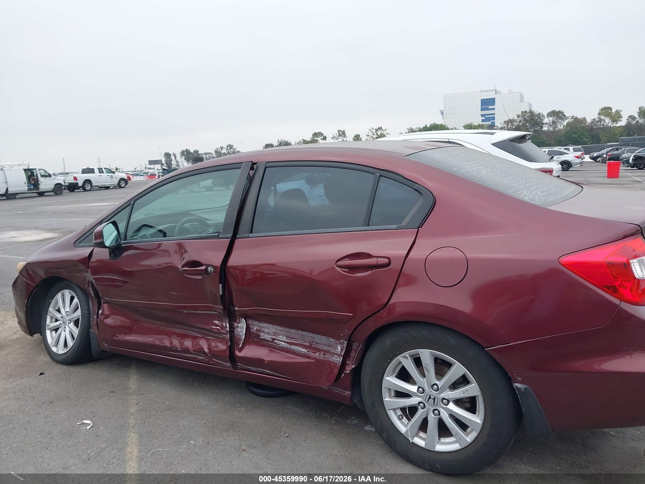 2012 Honda Civic Ex-l Burgundy vin: 2HGFB2F90CH543436