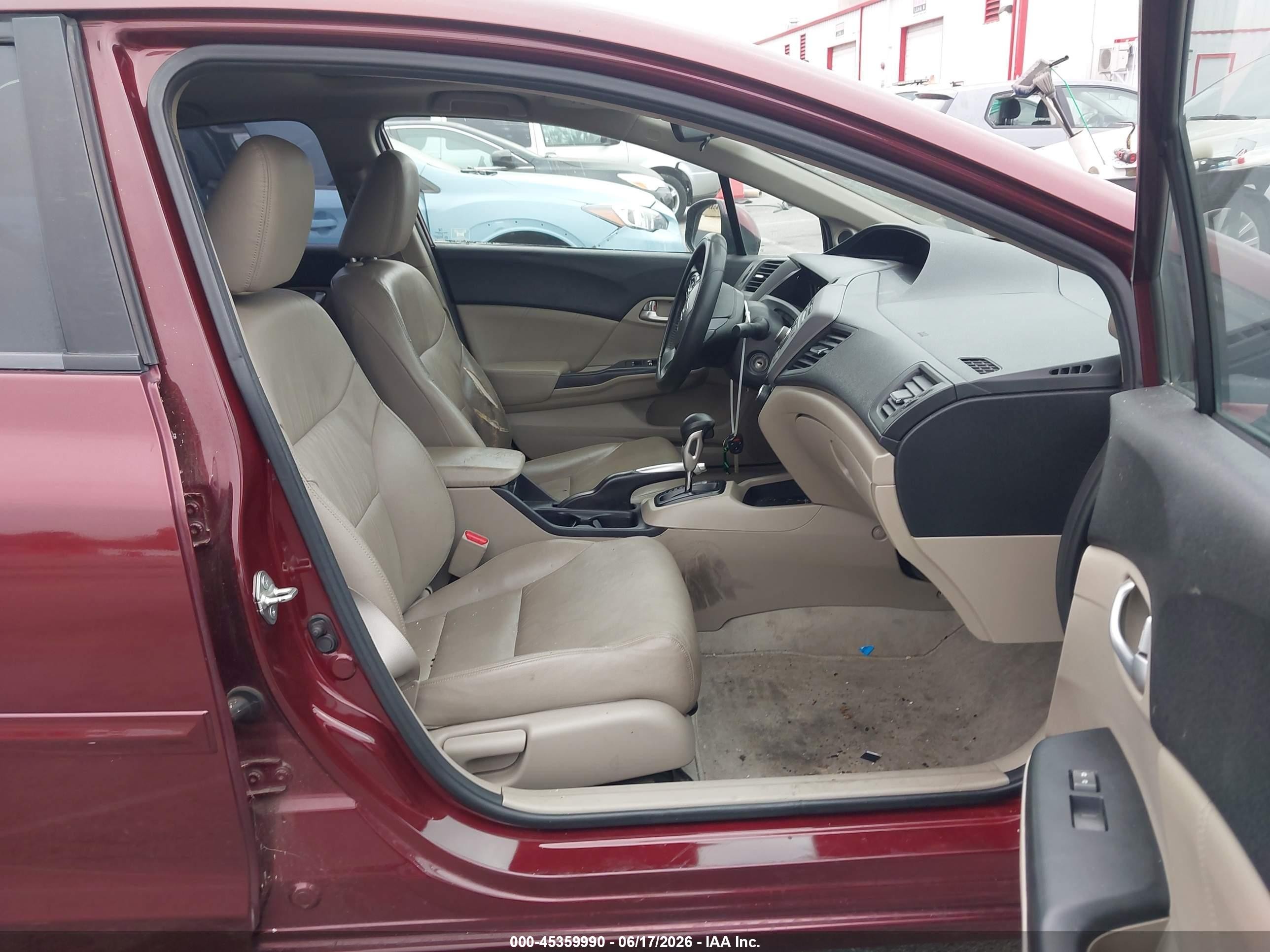 2012 Honda Civic Ex-l Burgundy vin: 2HGFB2F90CH543436