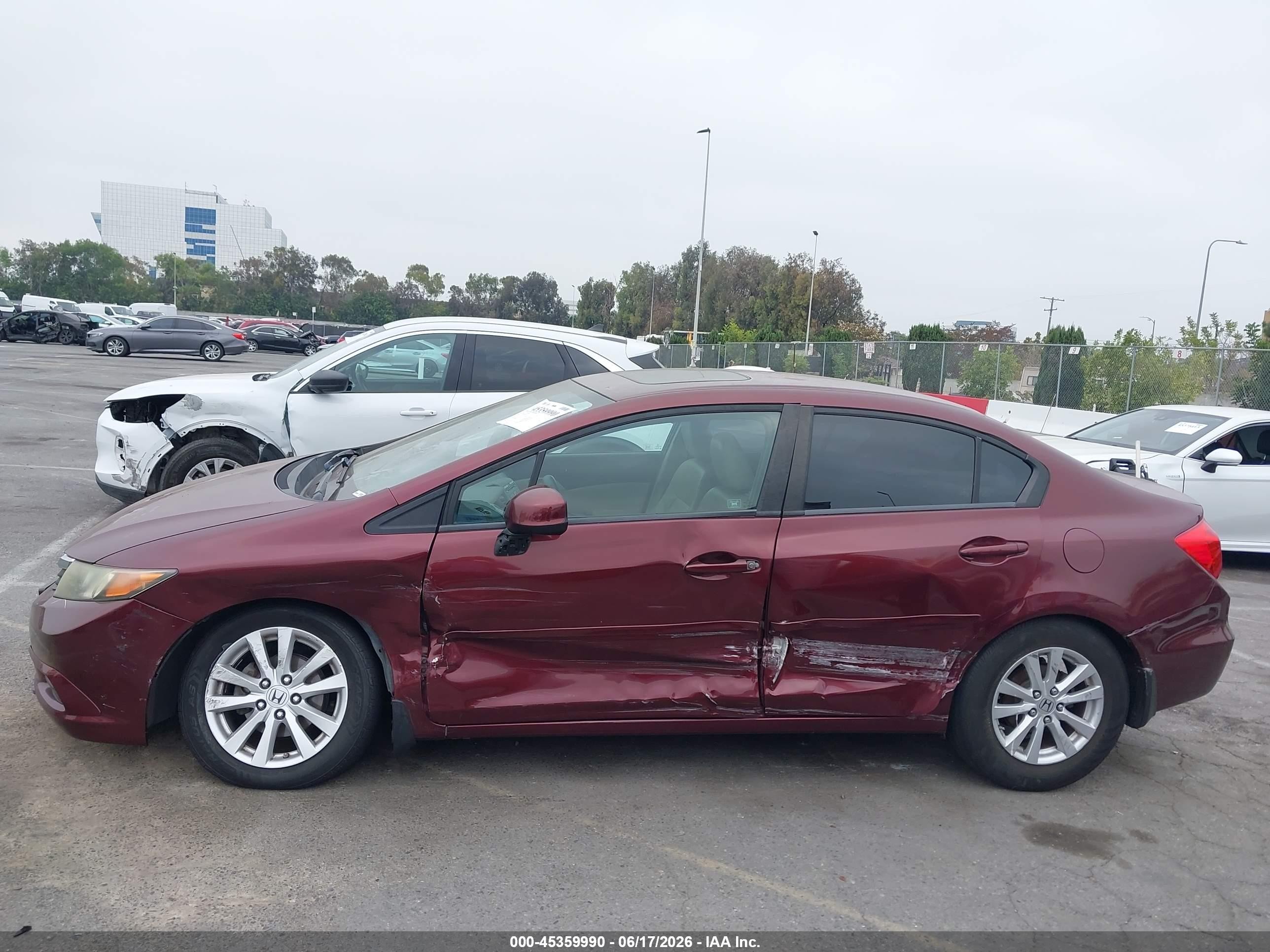 2012 Honda Civic Ex-l Burgundy vin: 2HGFB2F90CH543436