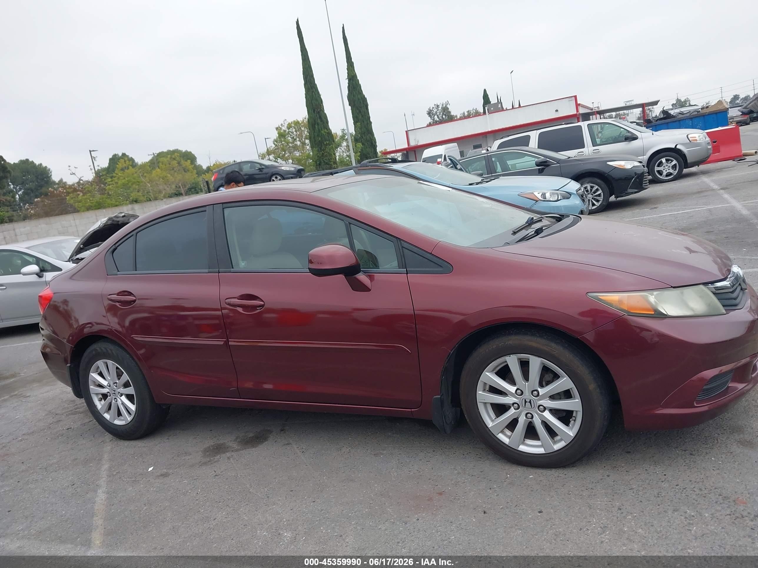 2012 Honda Civic Ex-l Burgundy vin: 2HGFB2F90CH543436
