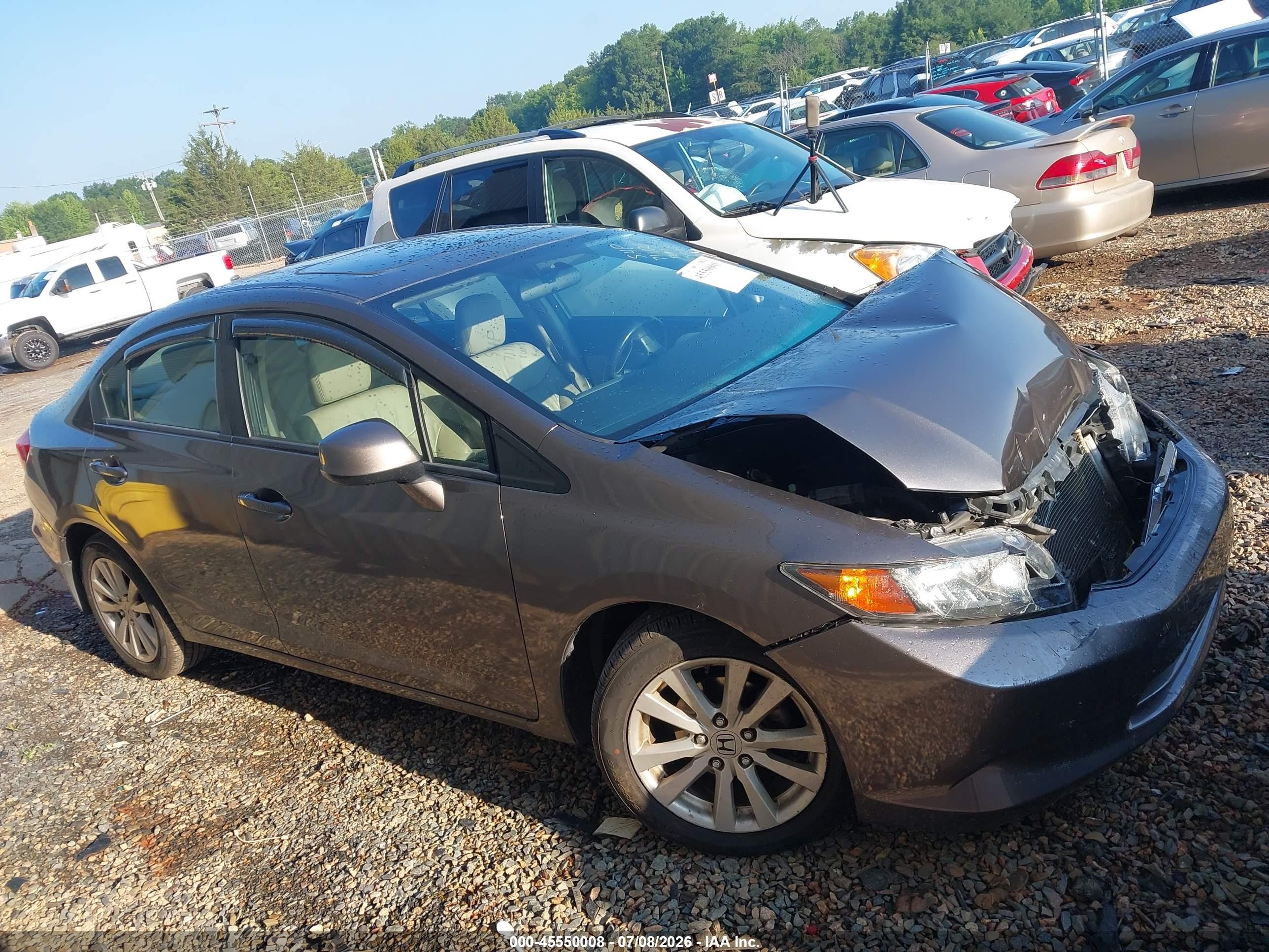 2012 Honda Civic Ex-l Серый vin: 2HGFB2F90CH550287