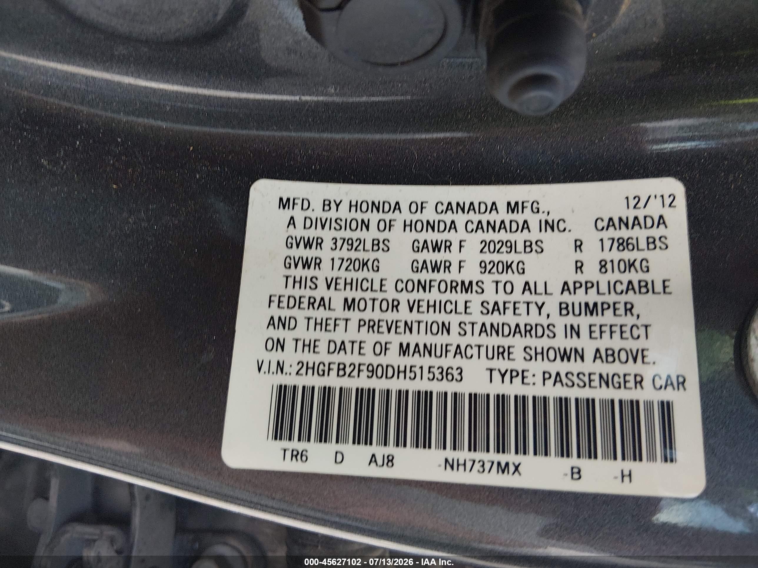 2013 Honda Civic Ex-l Gray vin: 2HGFB2F90DH515363