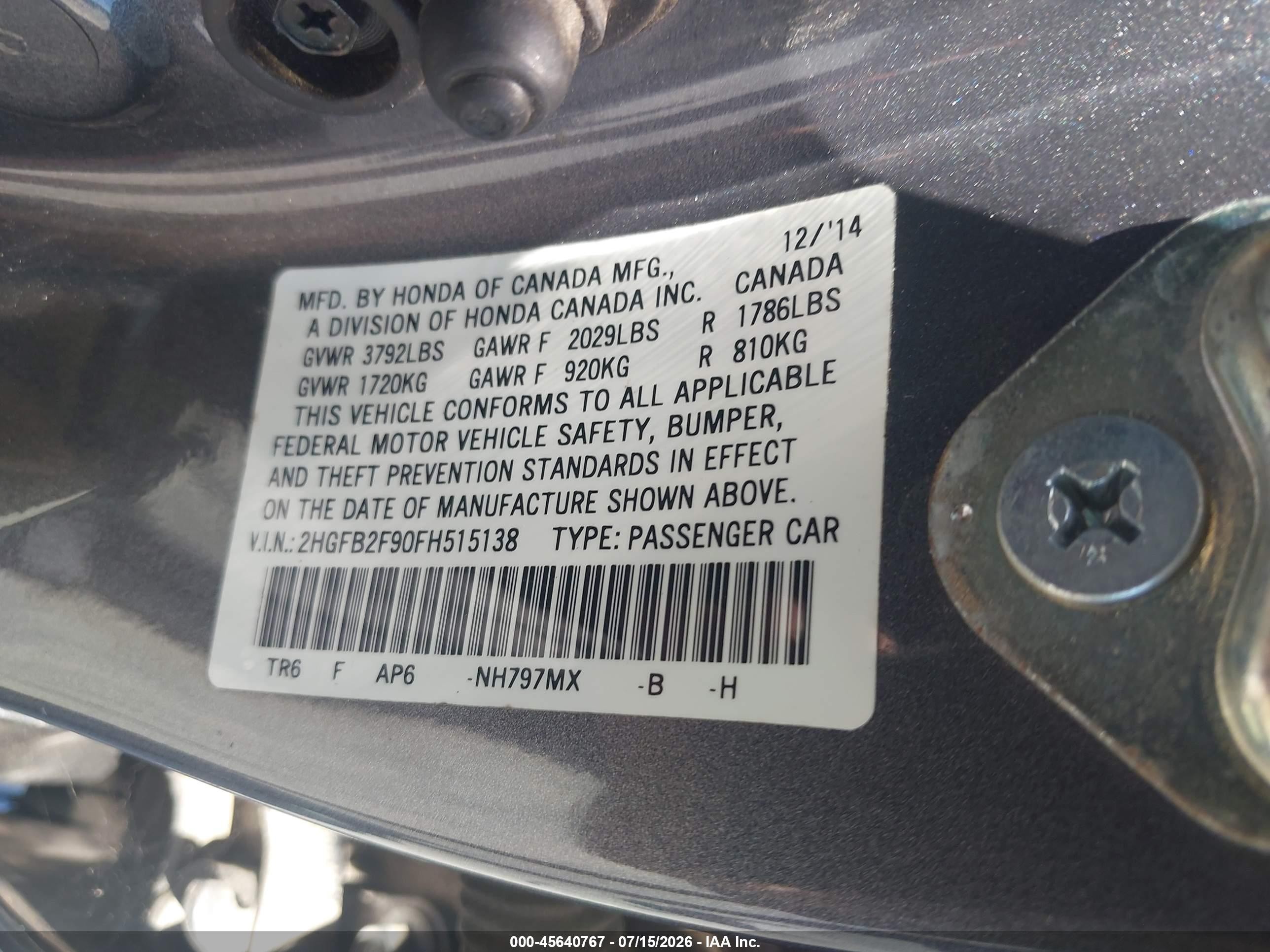 2015 Honda Civic Ex-l Black vin: 2HGFB2F90FH515138