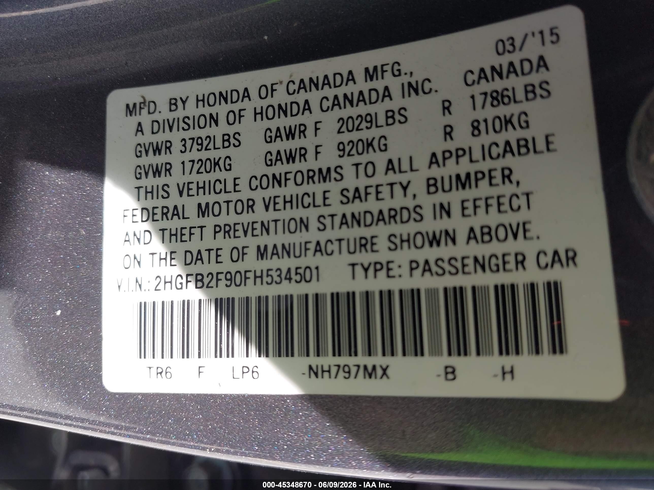 2015 Honda Civic Ex-l Gray vin: 2HGFB2F90FH534501