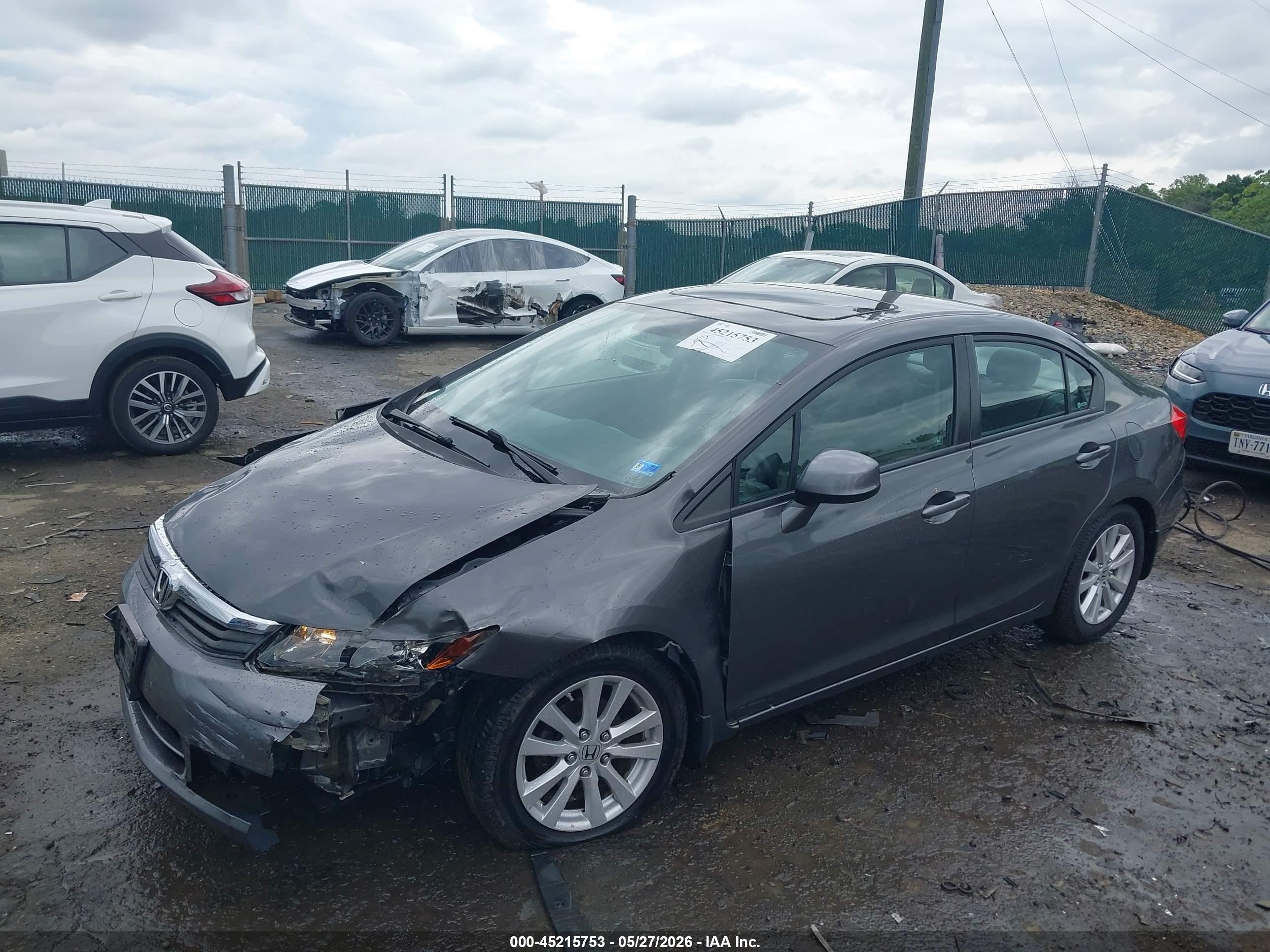 2012 Honda Civic Ex-l Gray vin: 2HGFB2F91CH524569