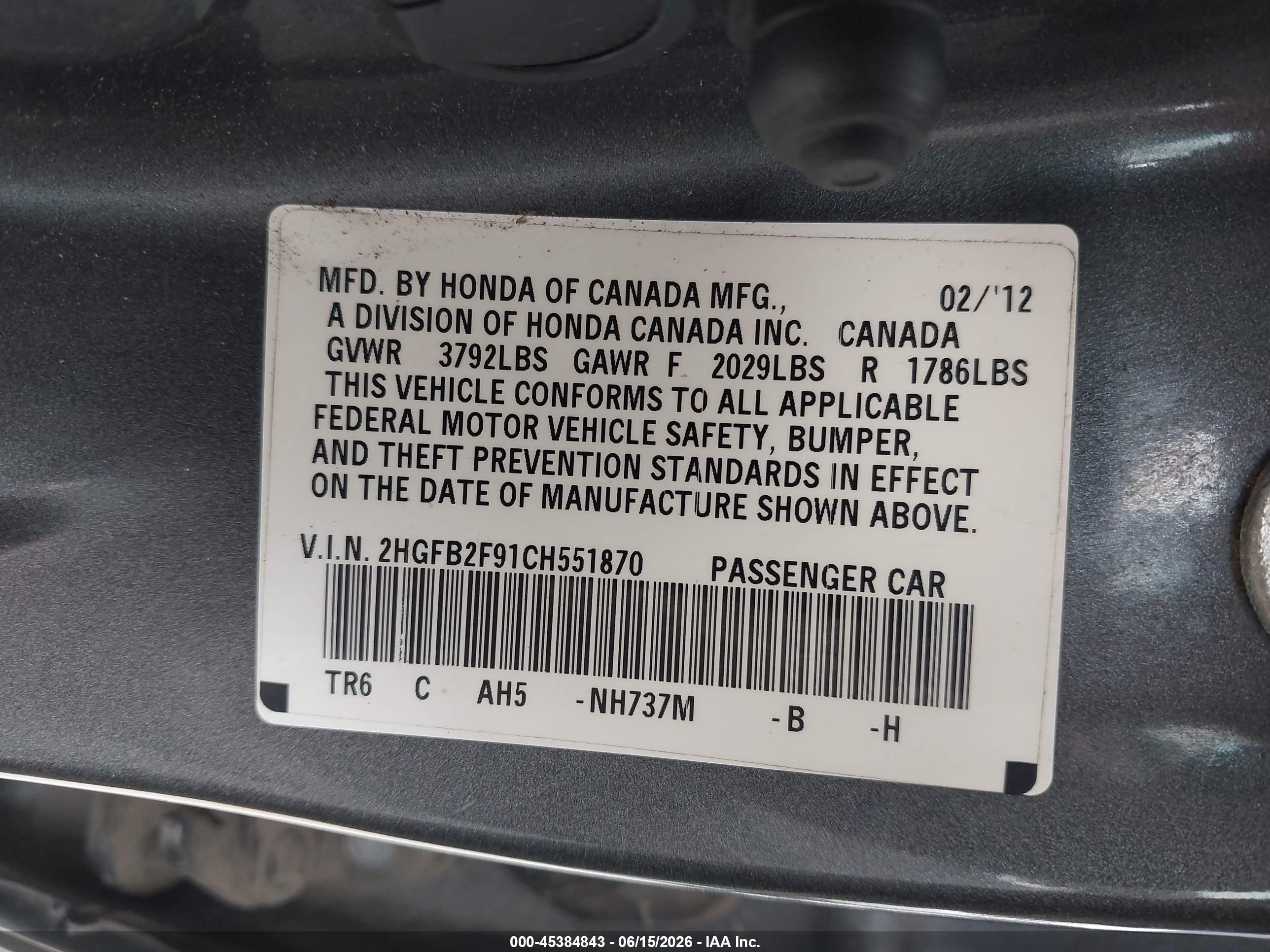 2012 Honda Civic Ex-l Gray vin: 2HGFB2F91CH551870