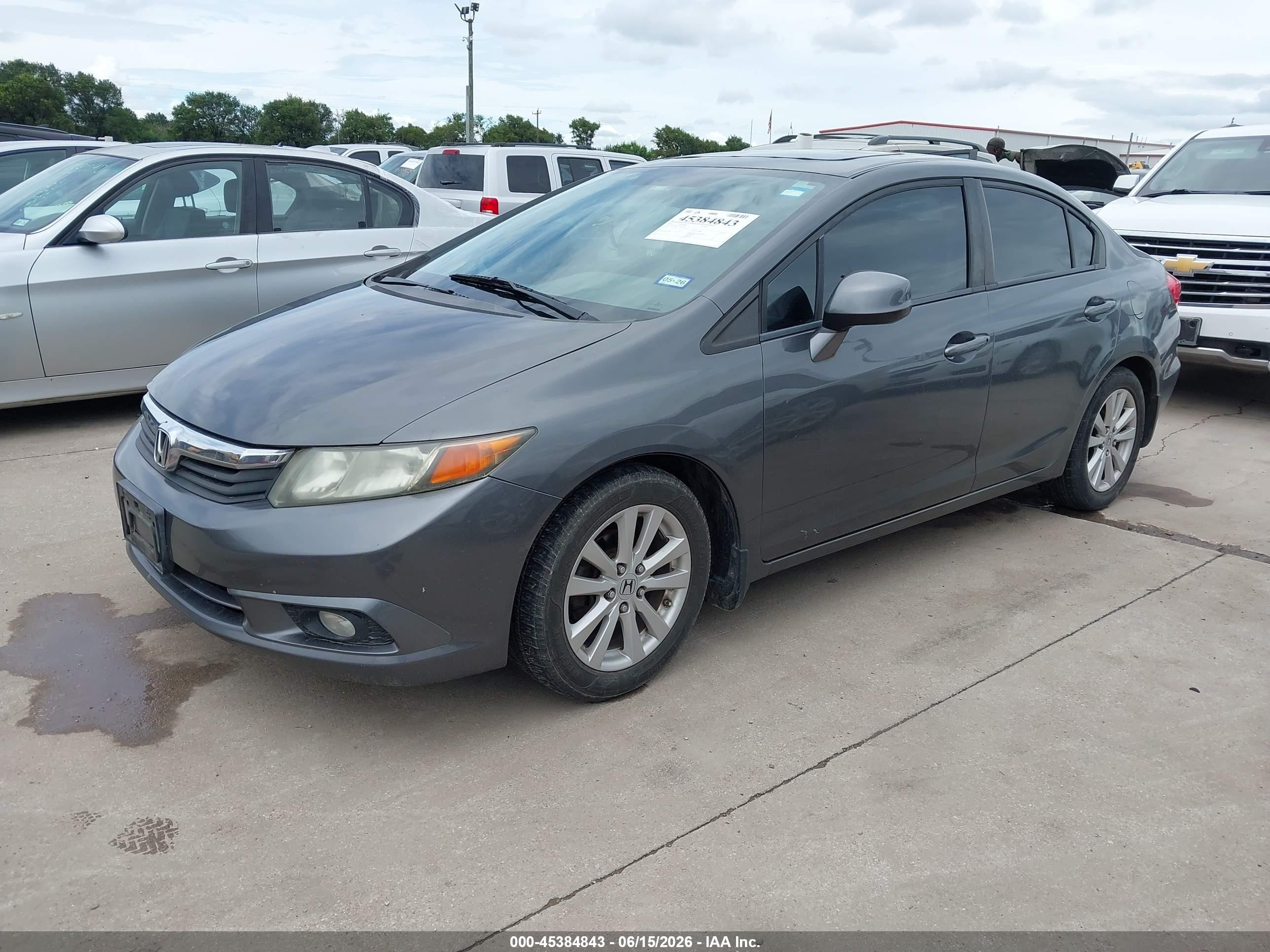 2012 Honda Civic Ex-l Gray vin: 2HGFB2F91CH551870
