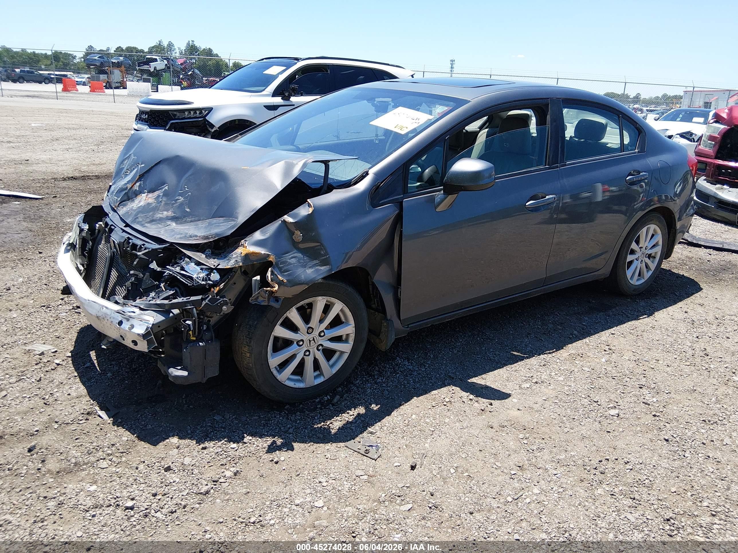 2012 Honda Civic Ex-l Gray vin: 2HGFB2F91CH579510