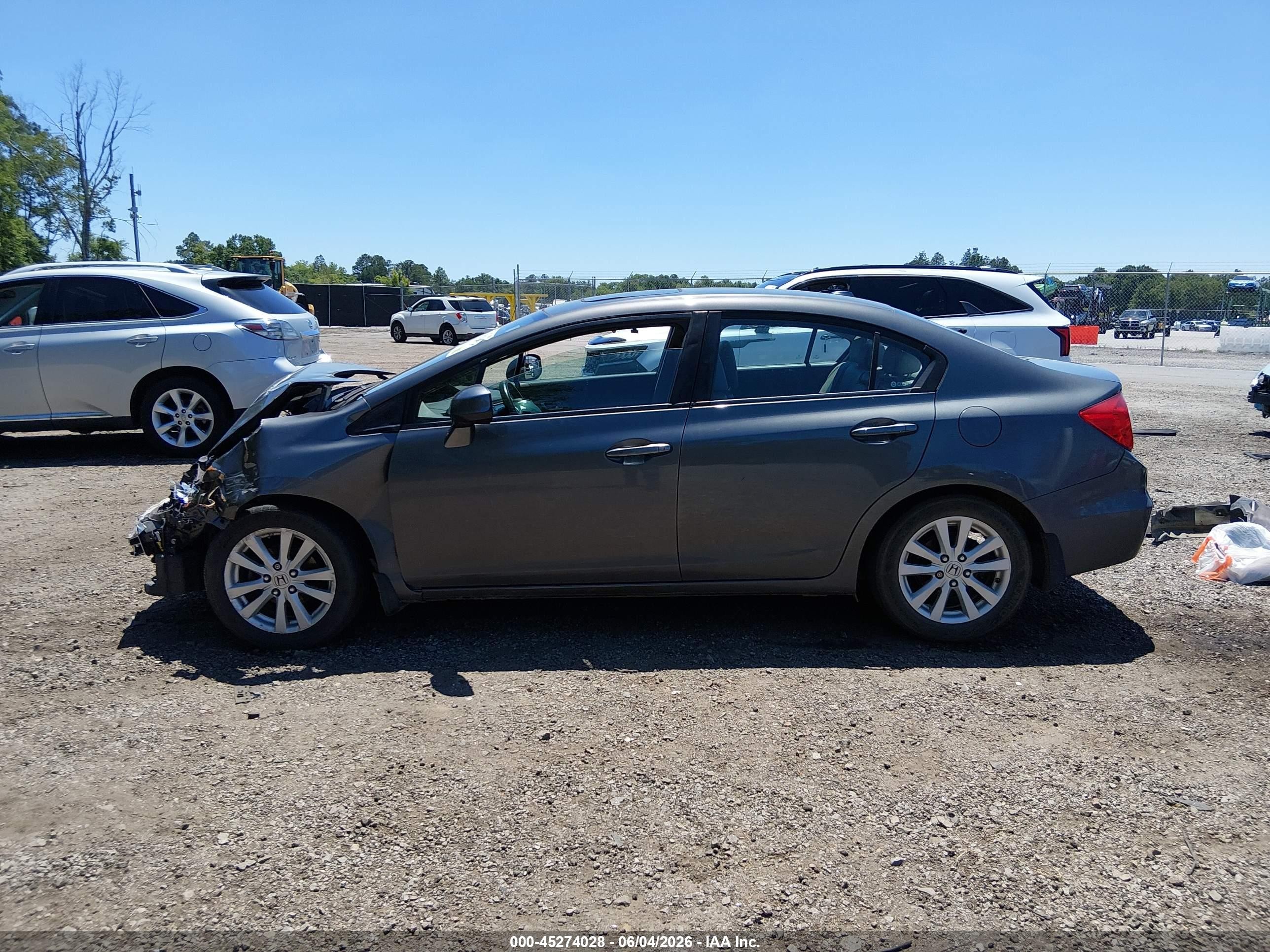 2012 Honda Civic Ex-l Gray vin: 2HGFB2F91CH579510