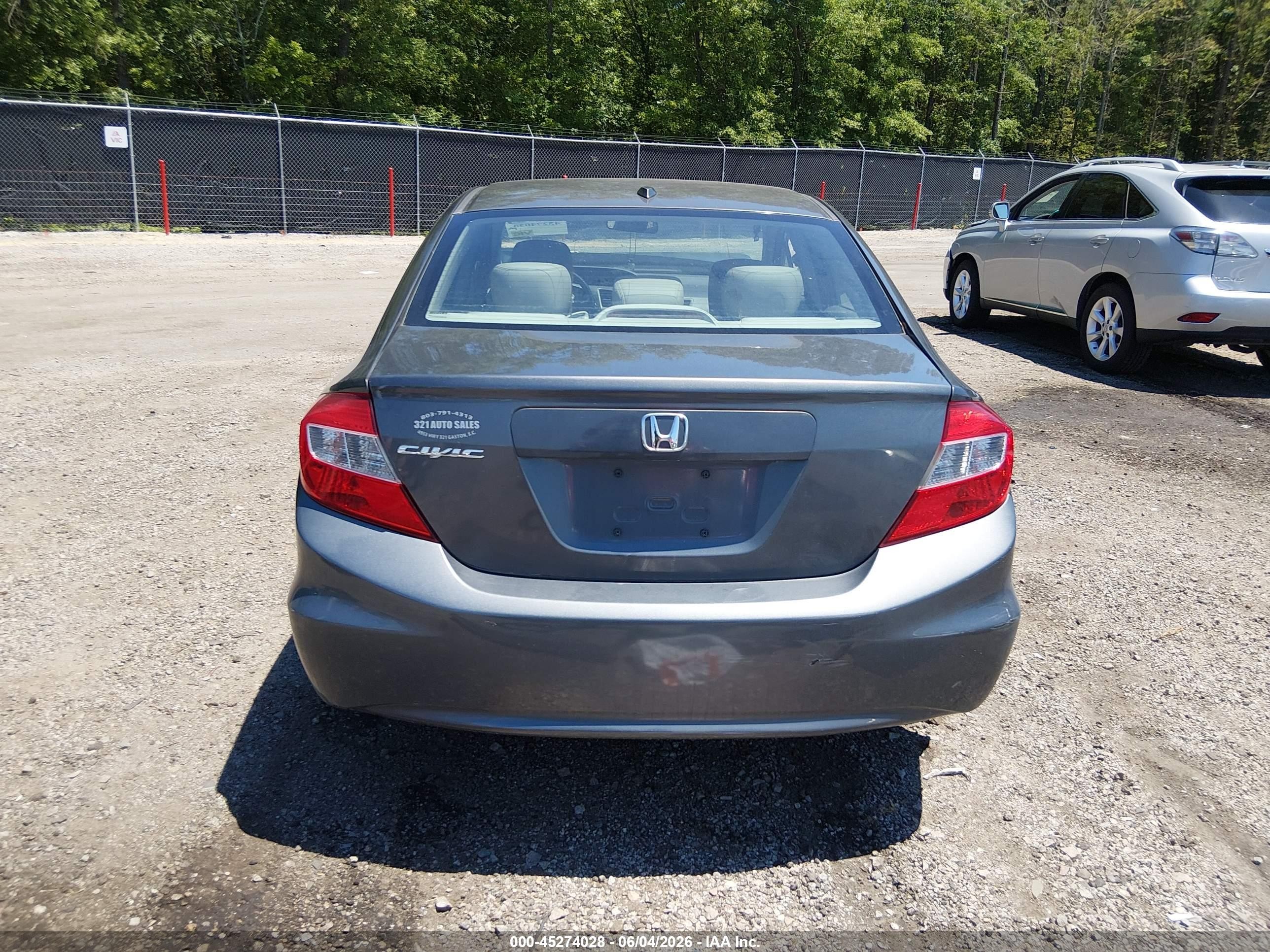 2012 Honda Civic Ex-l Gray vin: 2HGFB2F91CH579510