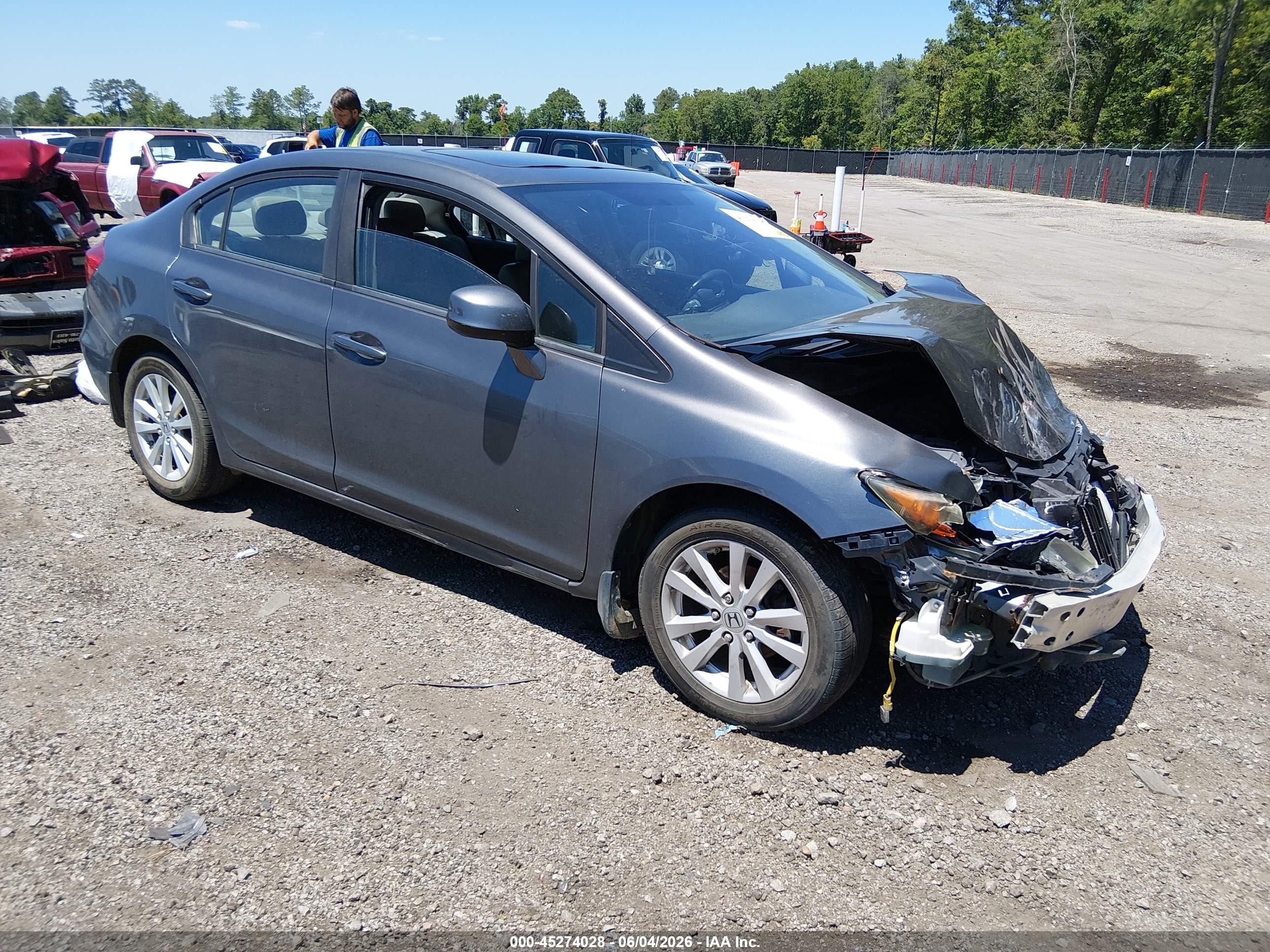 2012 Honda Civic Ex-l Gray vin: 2HGFB2F91CH579510