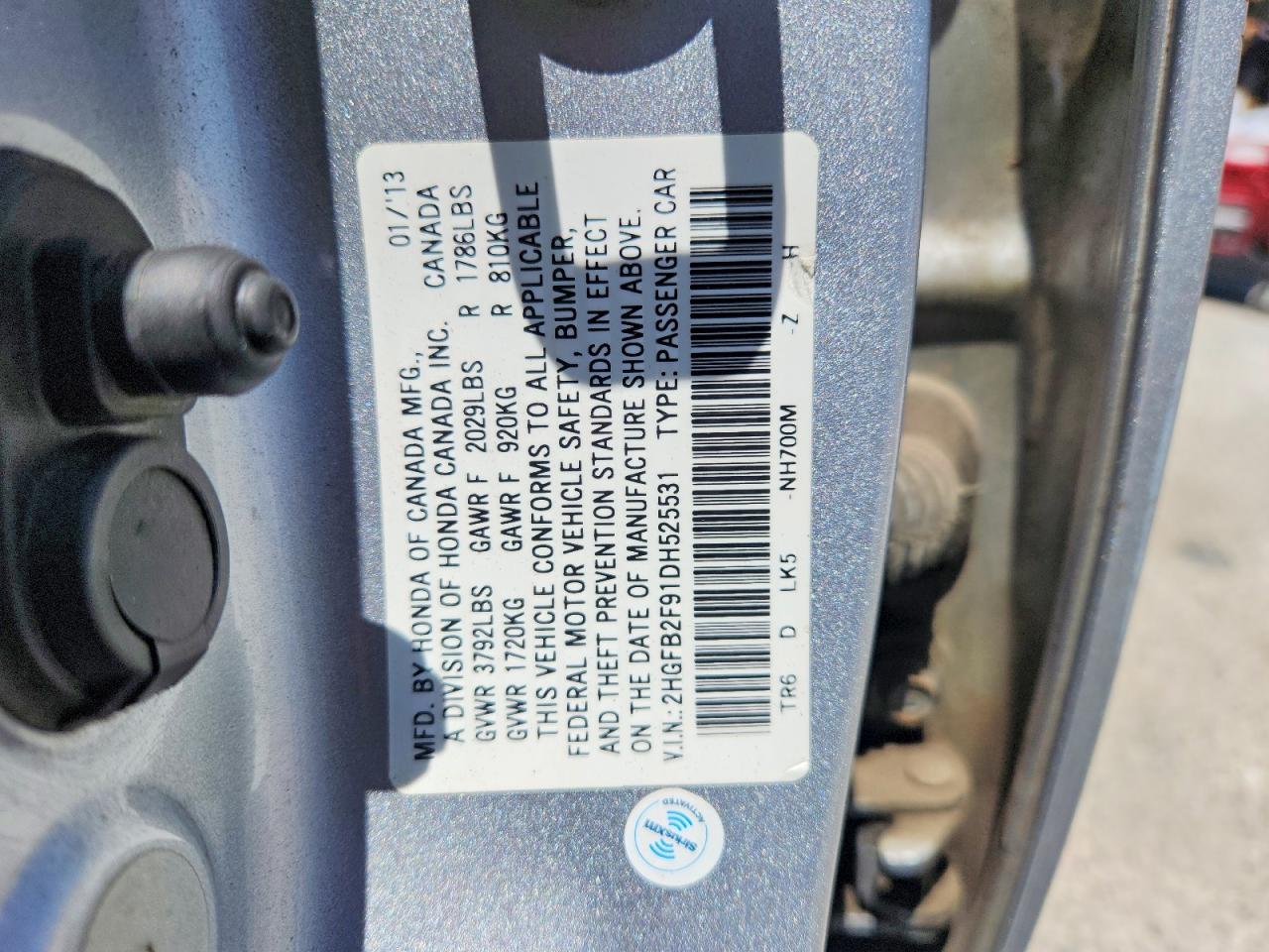 2013 Honda Civic Silver vin: 2HGFB2F91DH525531