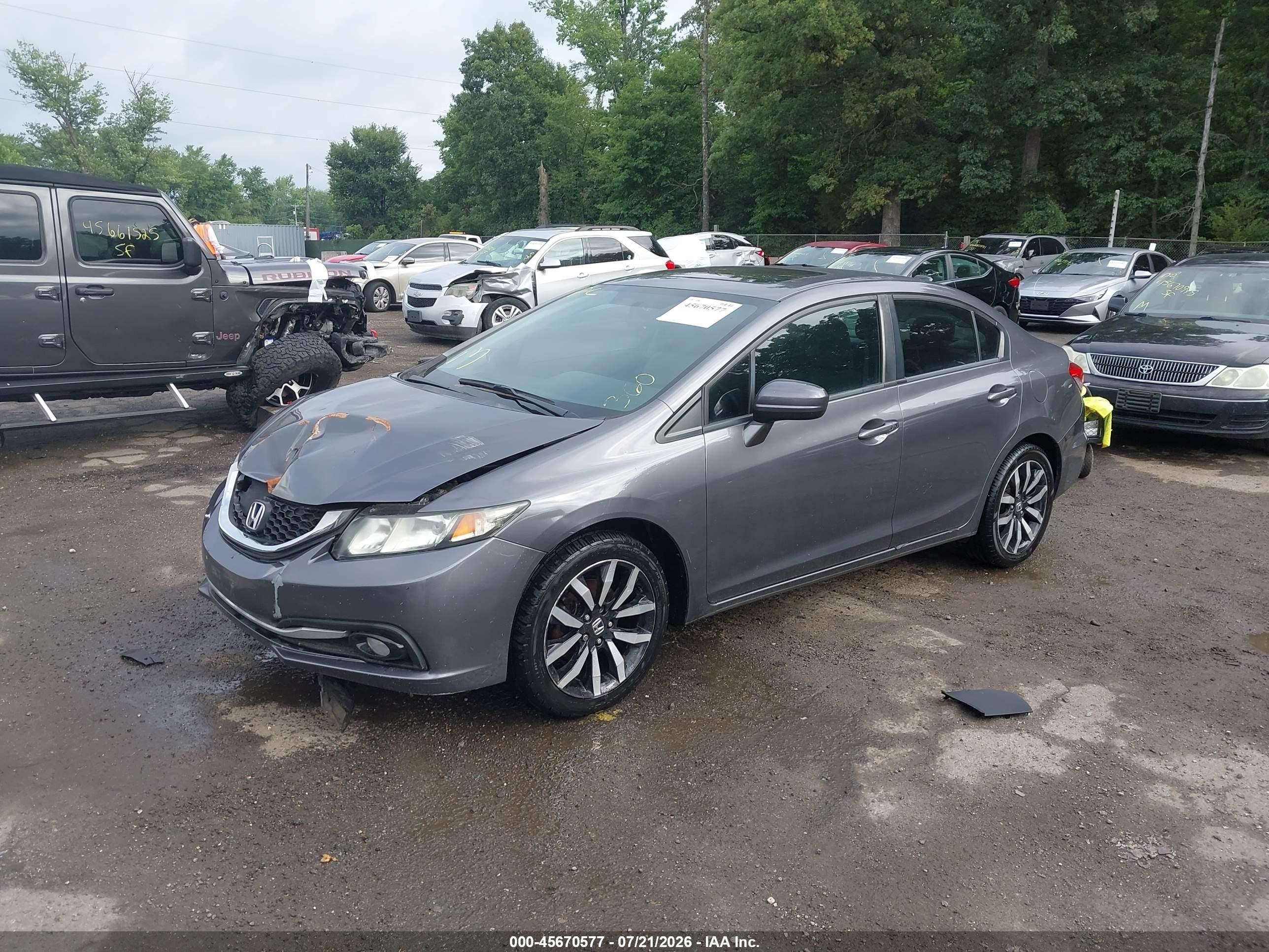 2015 Honda Civic Ex-l Серый vin: 2HGFB2F91FH502818