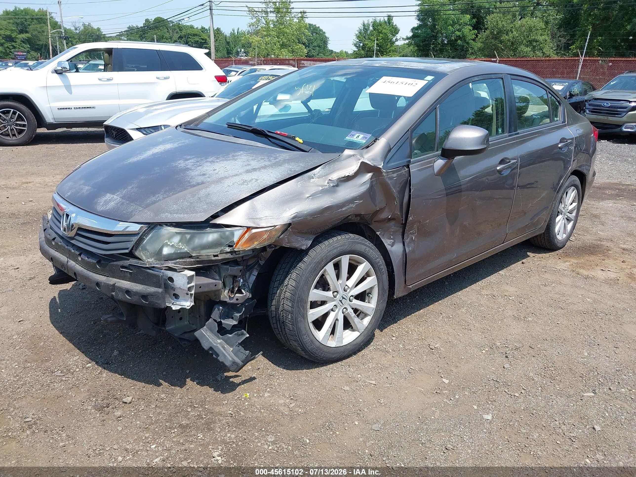 2012 Honda Civic Ex-l Gray vin: 2HGFB2F92CH543955