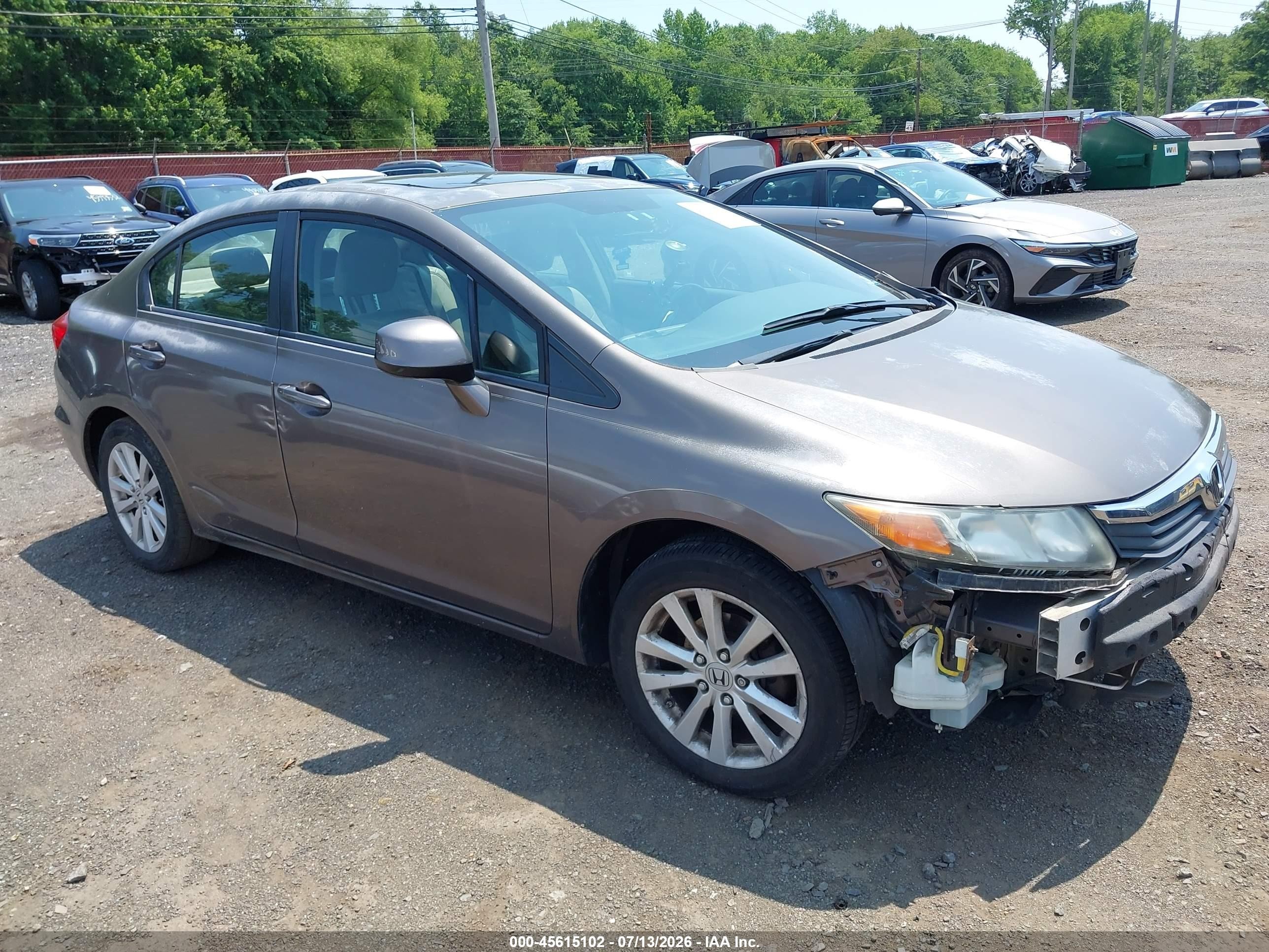 2012 Honda Civic Ex-l Gray vin: 2HGFB2F92CH543955