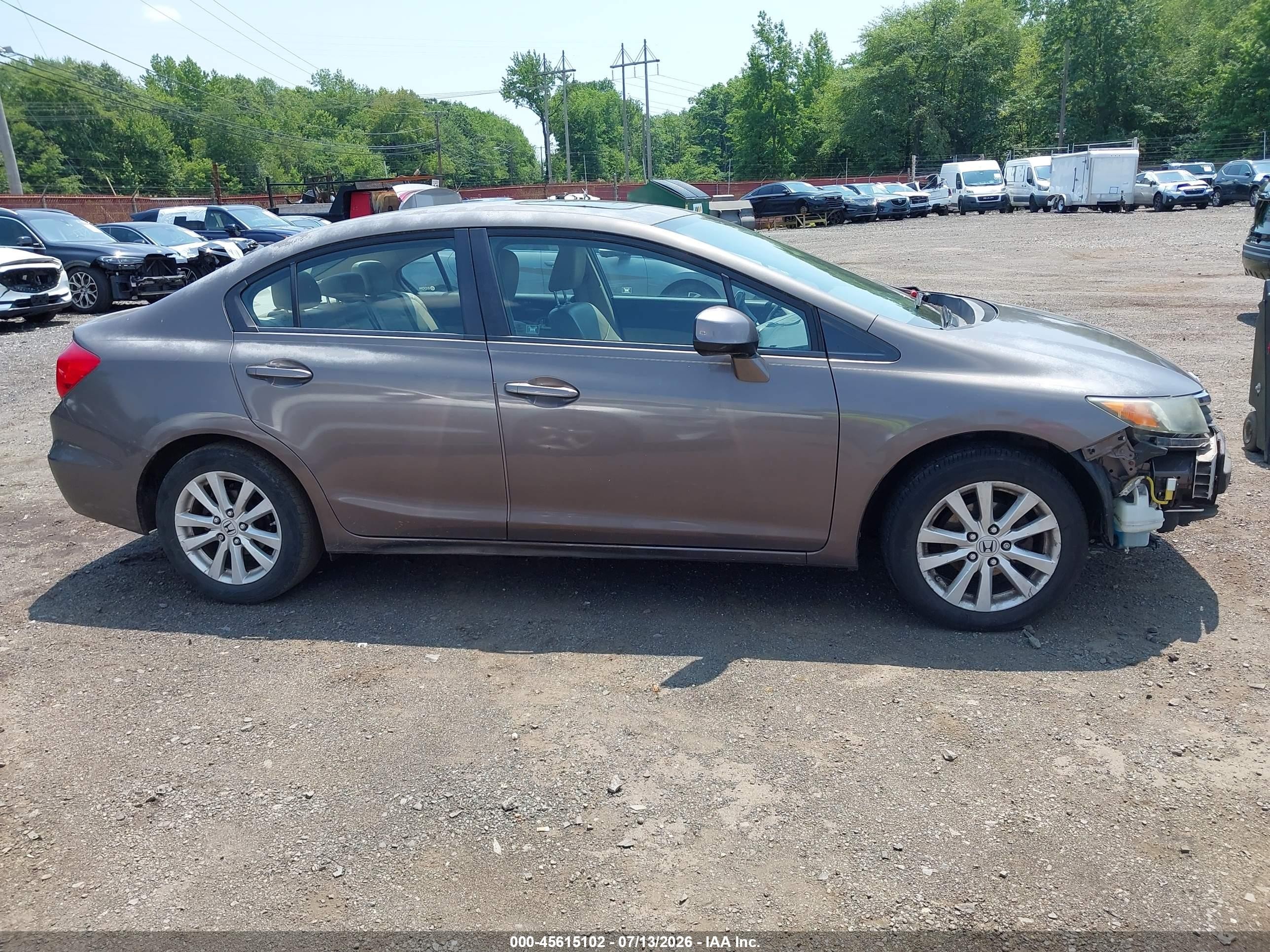 2012 Honda Civic Ex-l Gray vin: 2HGFB2F92CH543955