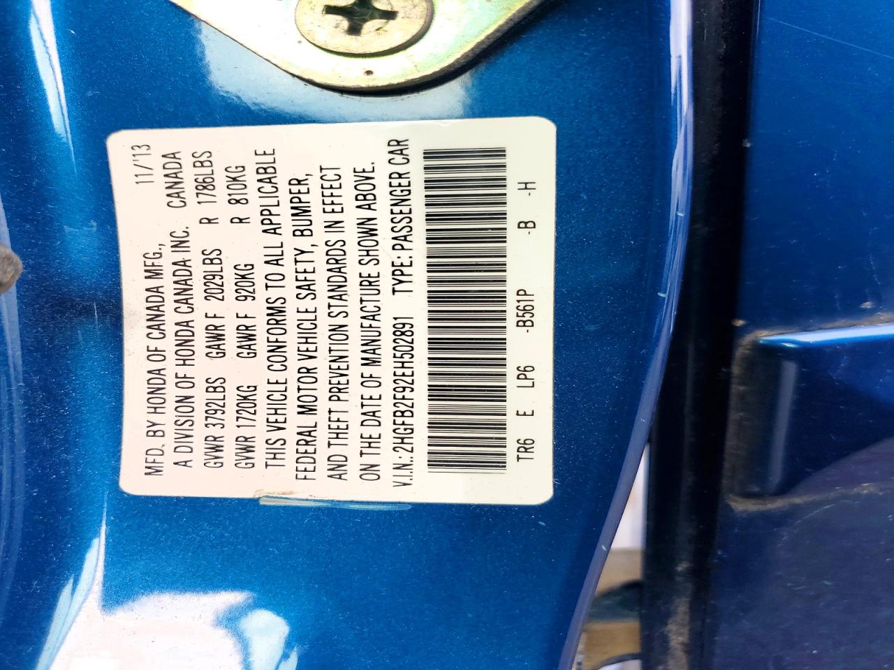 2014 Honda Civic Exl Blue vin: 2HGFB2F92EH502891