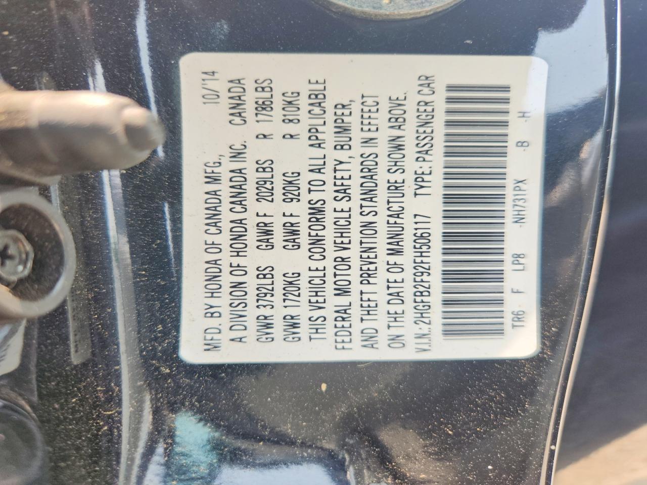 2015 Honda Civic Exl Black vin: 2HGFB2F92FH506117