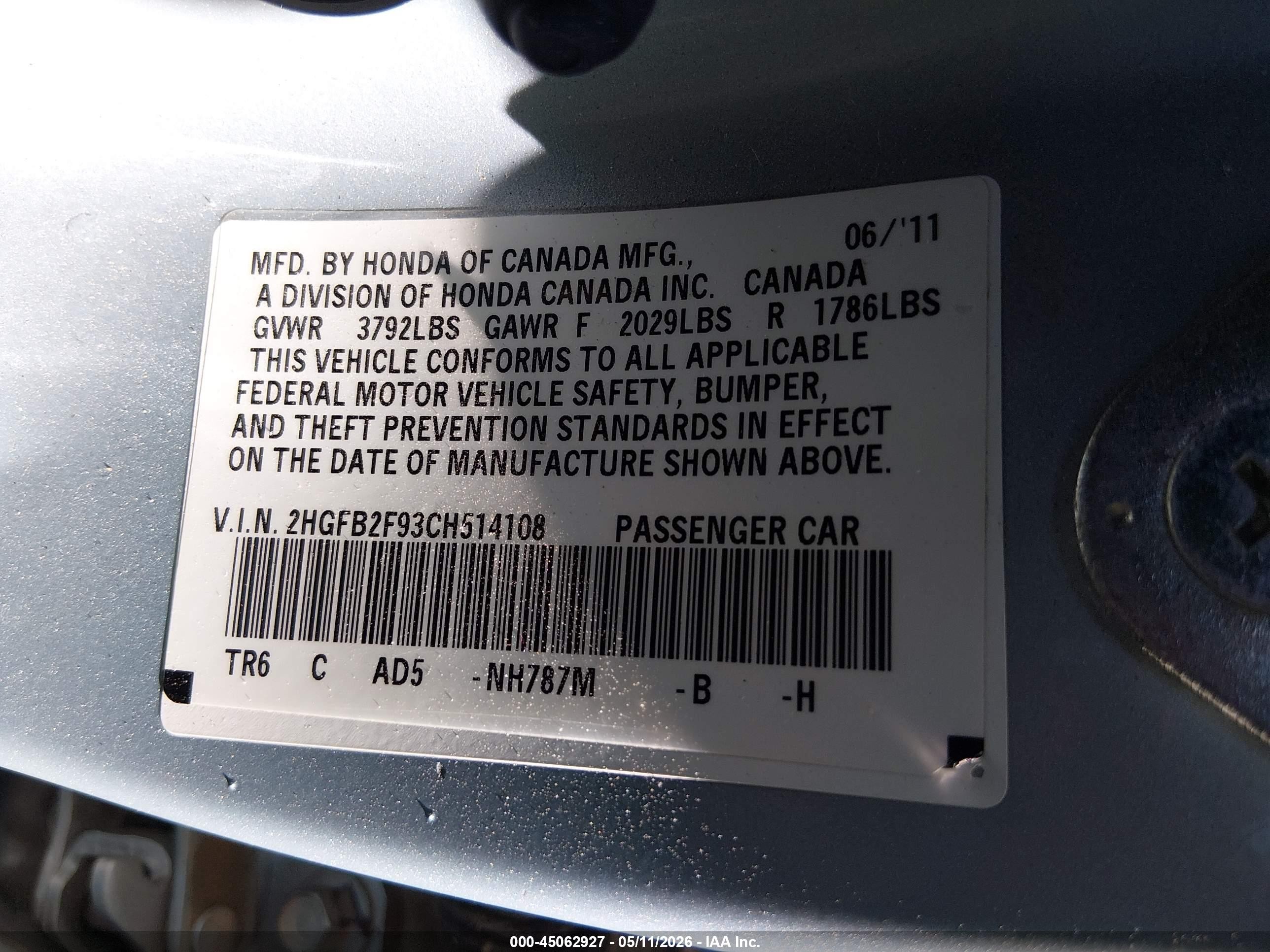 2012 Honda Civic Ex-l Blue vin: 2HGFB2F93CH514108