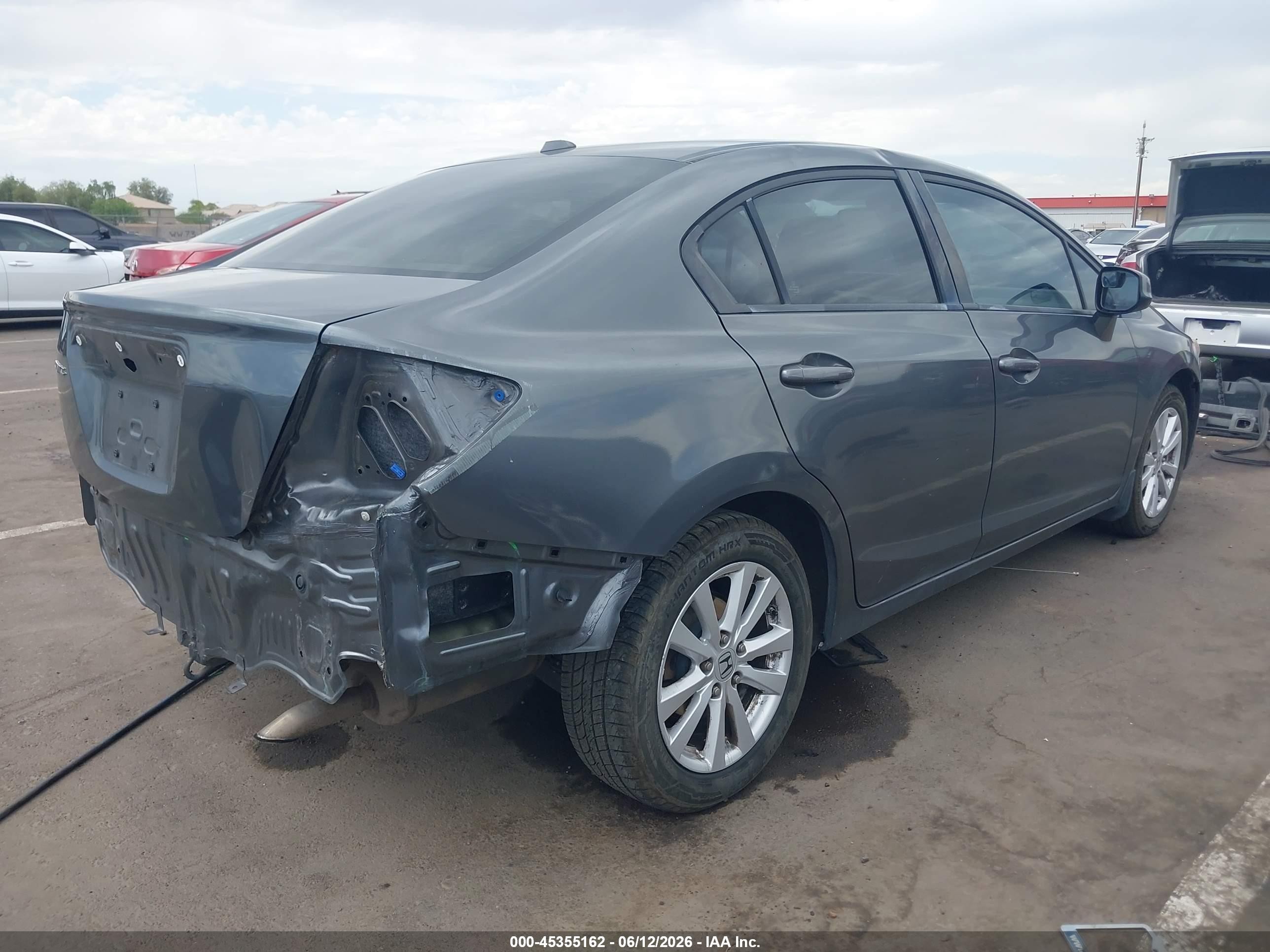 2012 Honda Civic Ex-l Gray vin: 2HGFB2F93CH515646