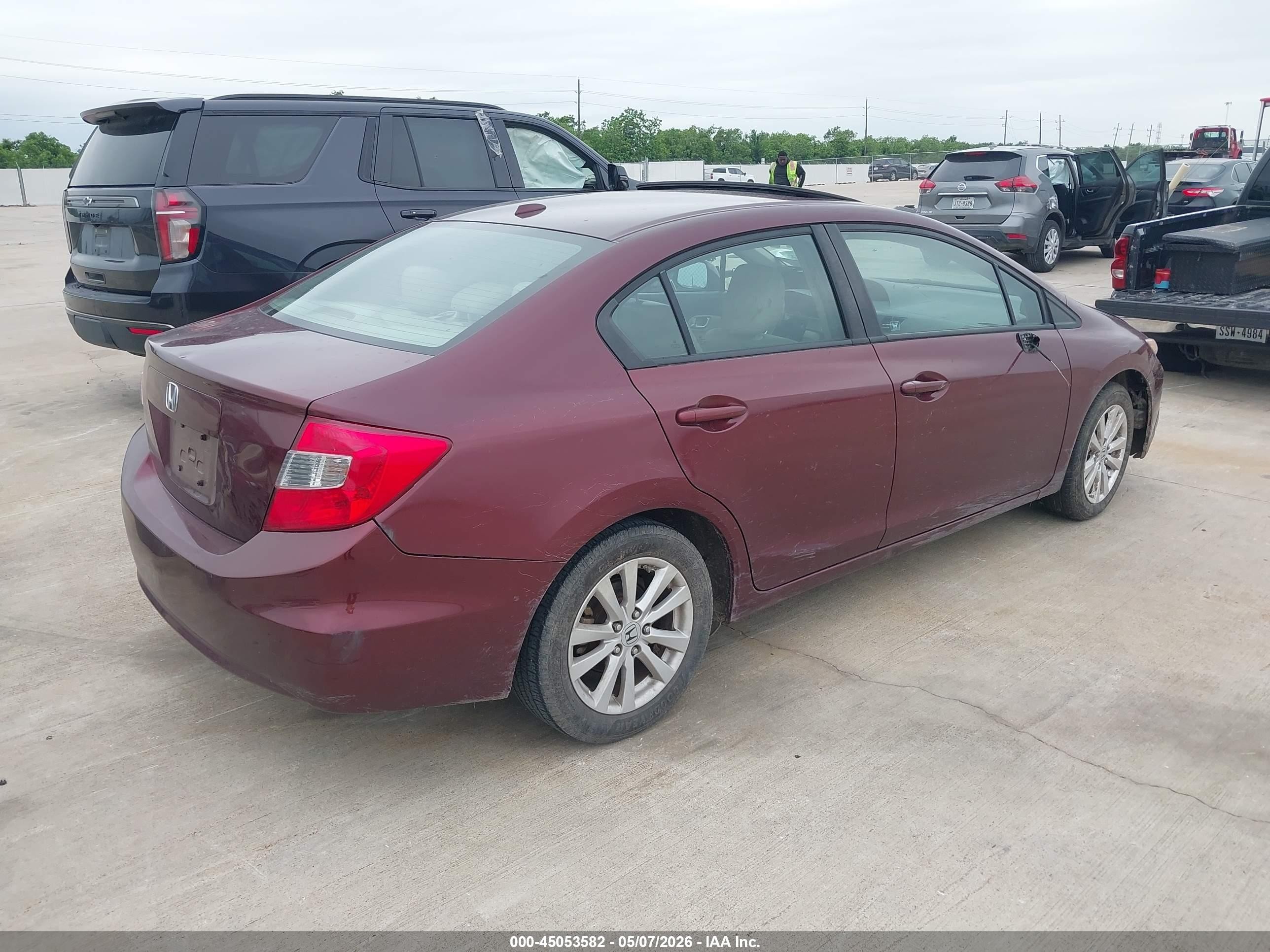 2012 Honda Civic Ex-l Burgundy vin: 2HGFB2F93CH539008