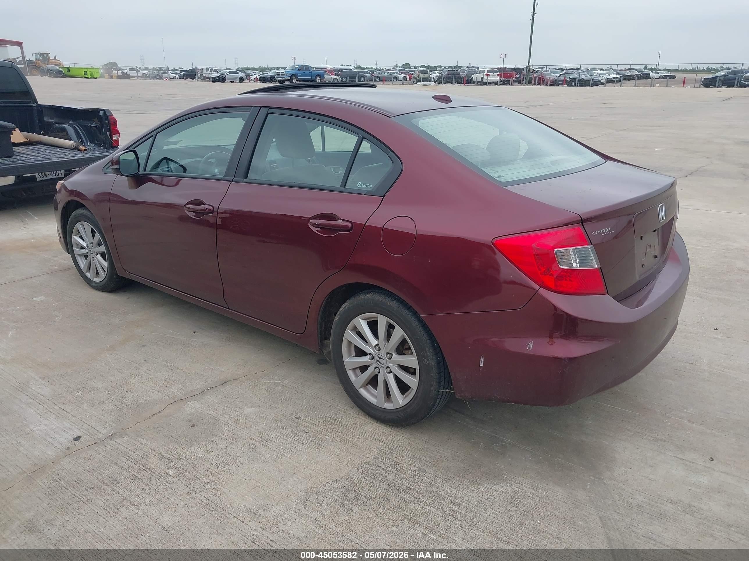 2012 Honda Civic Ex-l Burgundy vin: 2HGFB2F93CH539008