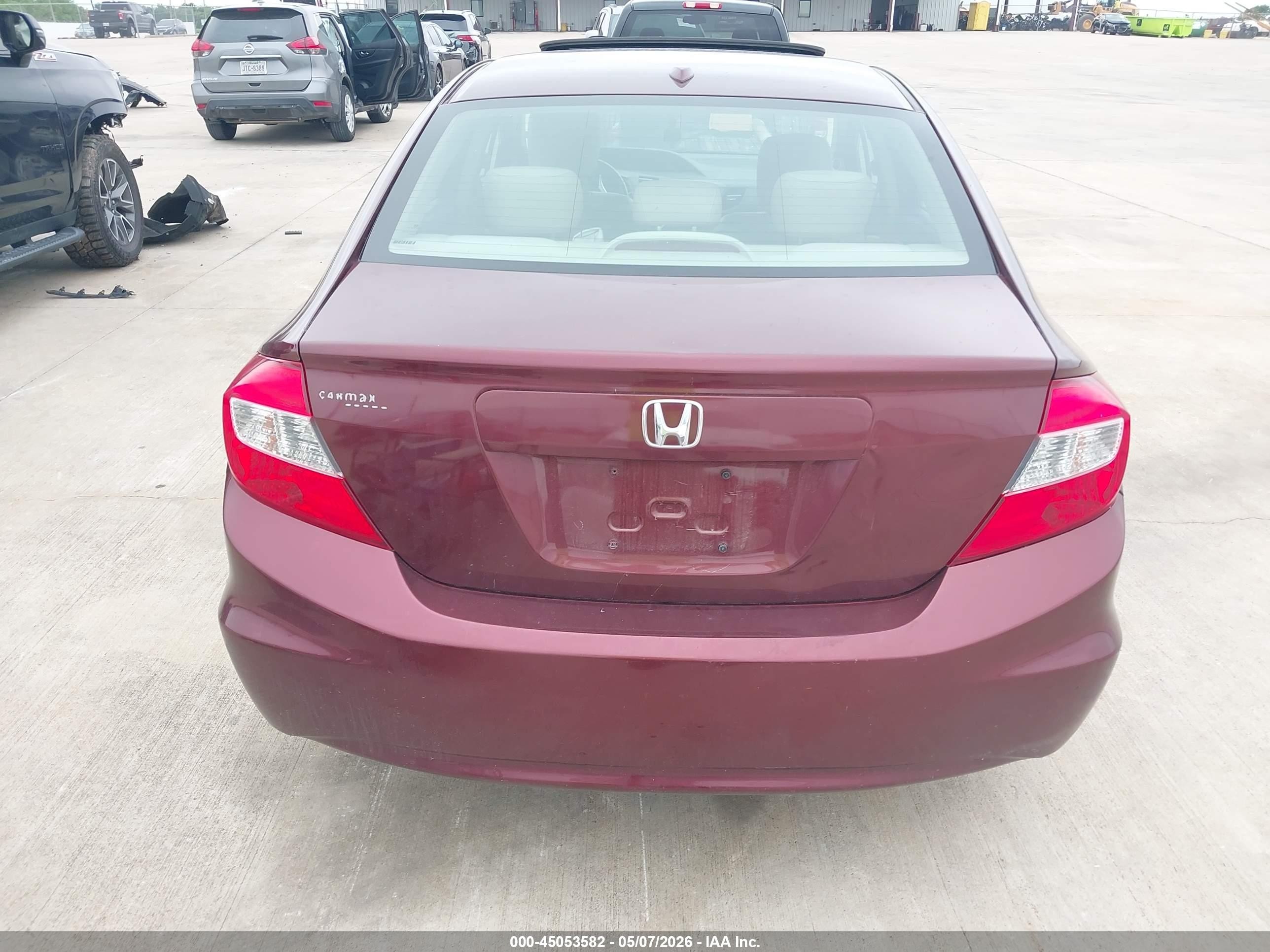 2012 Honda Civic Ex-l Burgundy vin: 2HGFB2F93CH539008