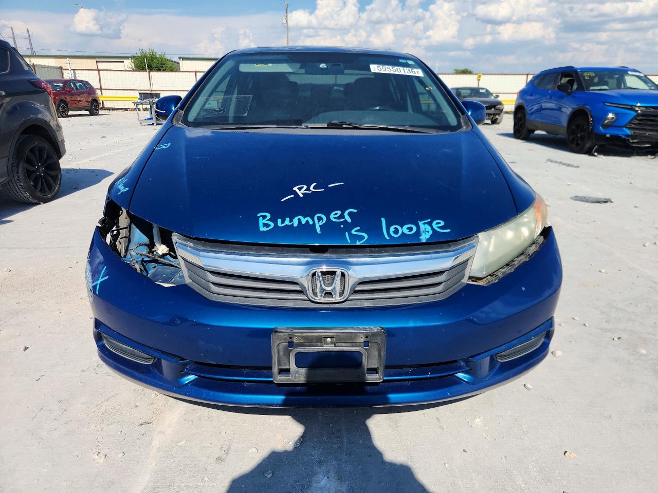 2012 Honda Civic Exl Blue vin: 2HGFB2F93CH548646