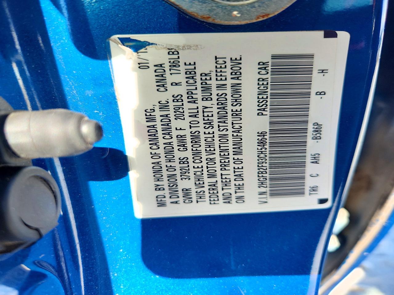 2012 Honda Civic Exl Blue vin: 2HGFB2F93CH548646