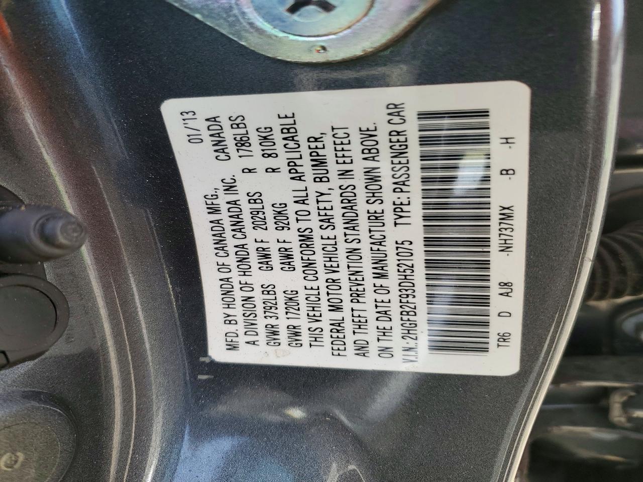 2013 Honda Civic Exl Gray vin: 2HGFB2F93DH521075