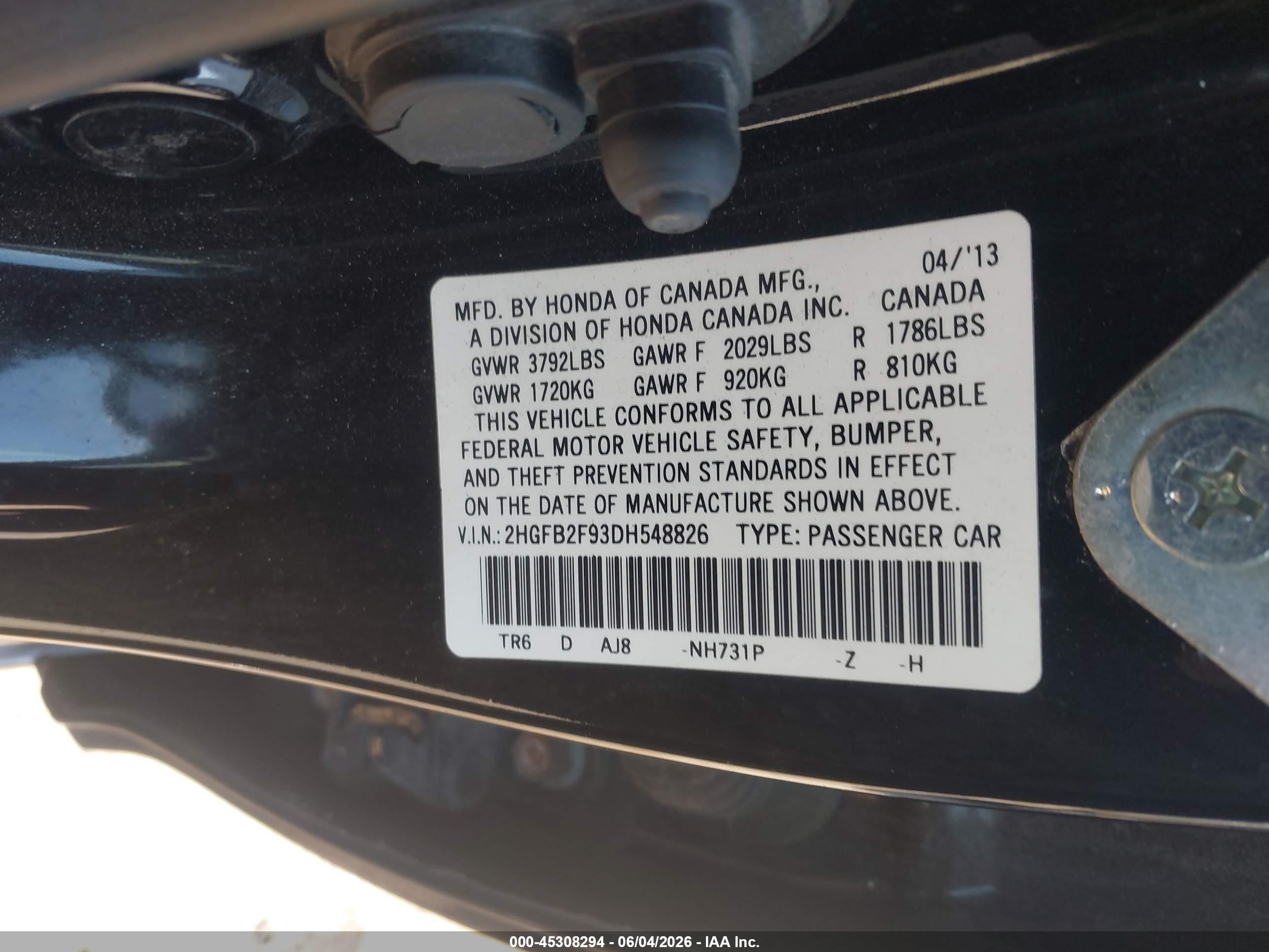 2013 Honda Civic Ex-l Black vin: 2HGFB2F93DH548826