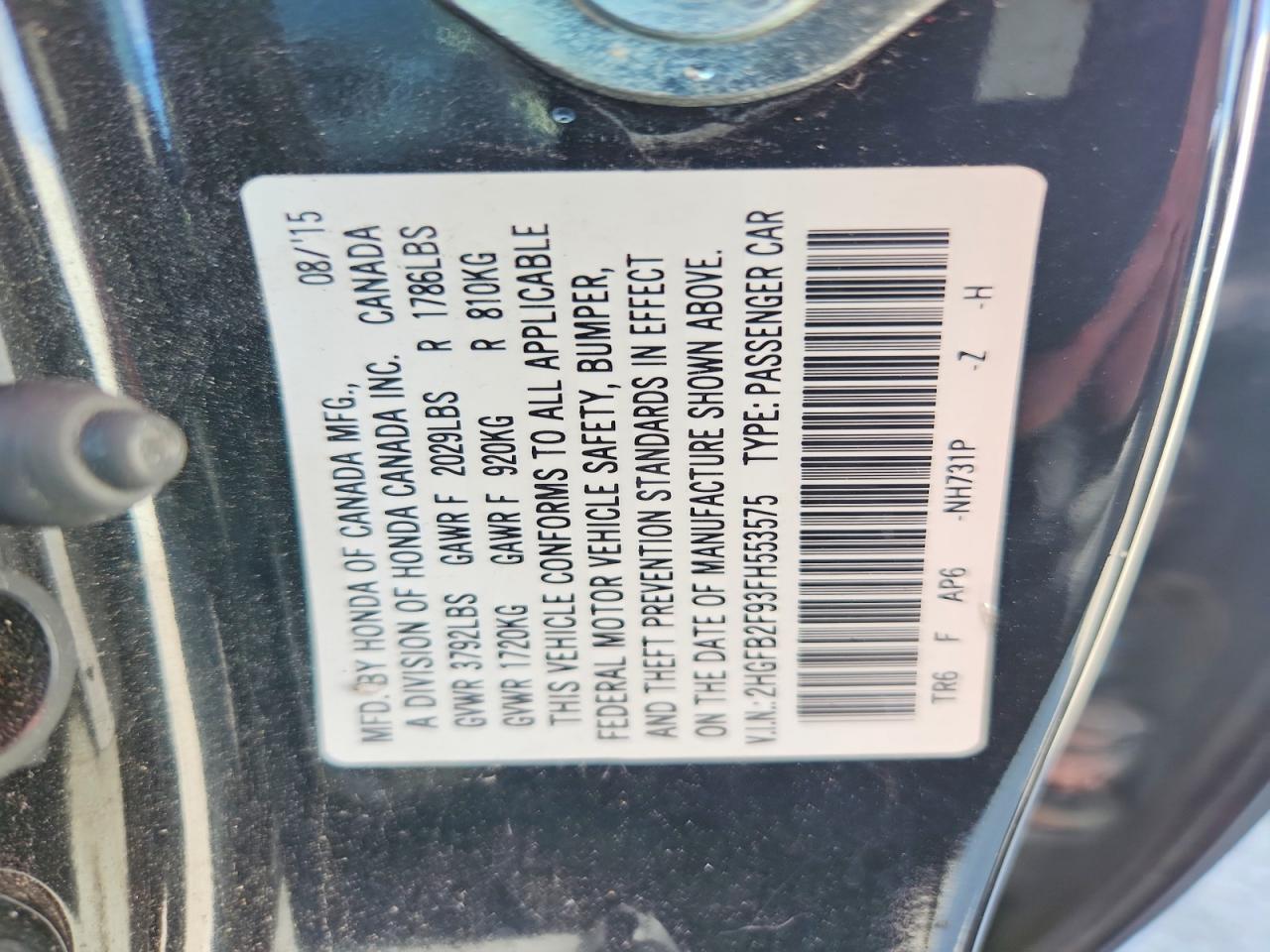 2015 Honda Civic Exl Black vin: 2HGFB2F93FH553575