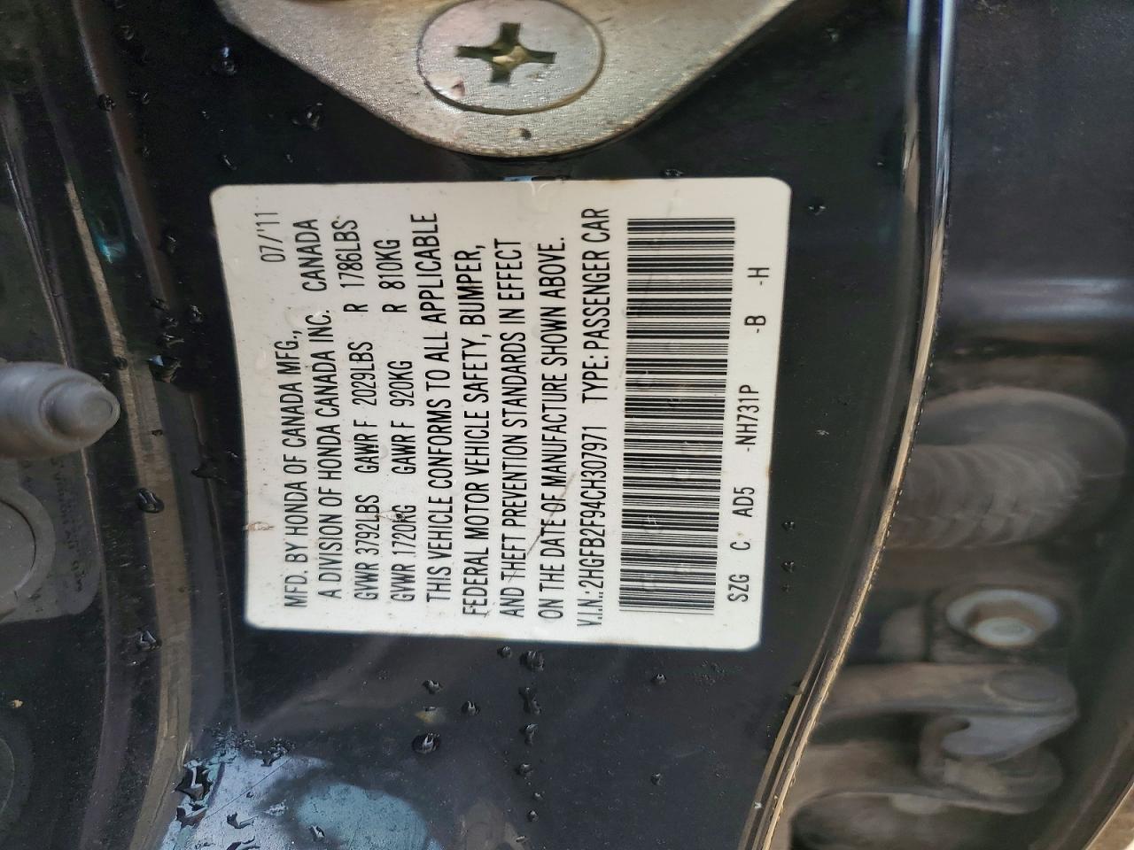 2012 Honda Civic Exl Black vin: 2HGFB2F94CH307971