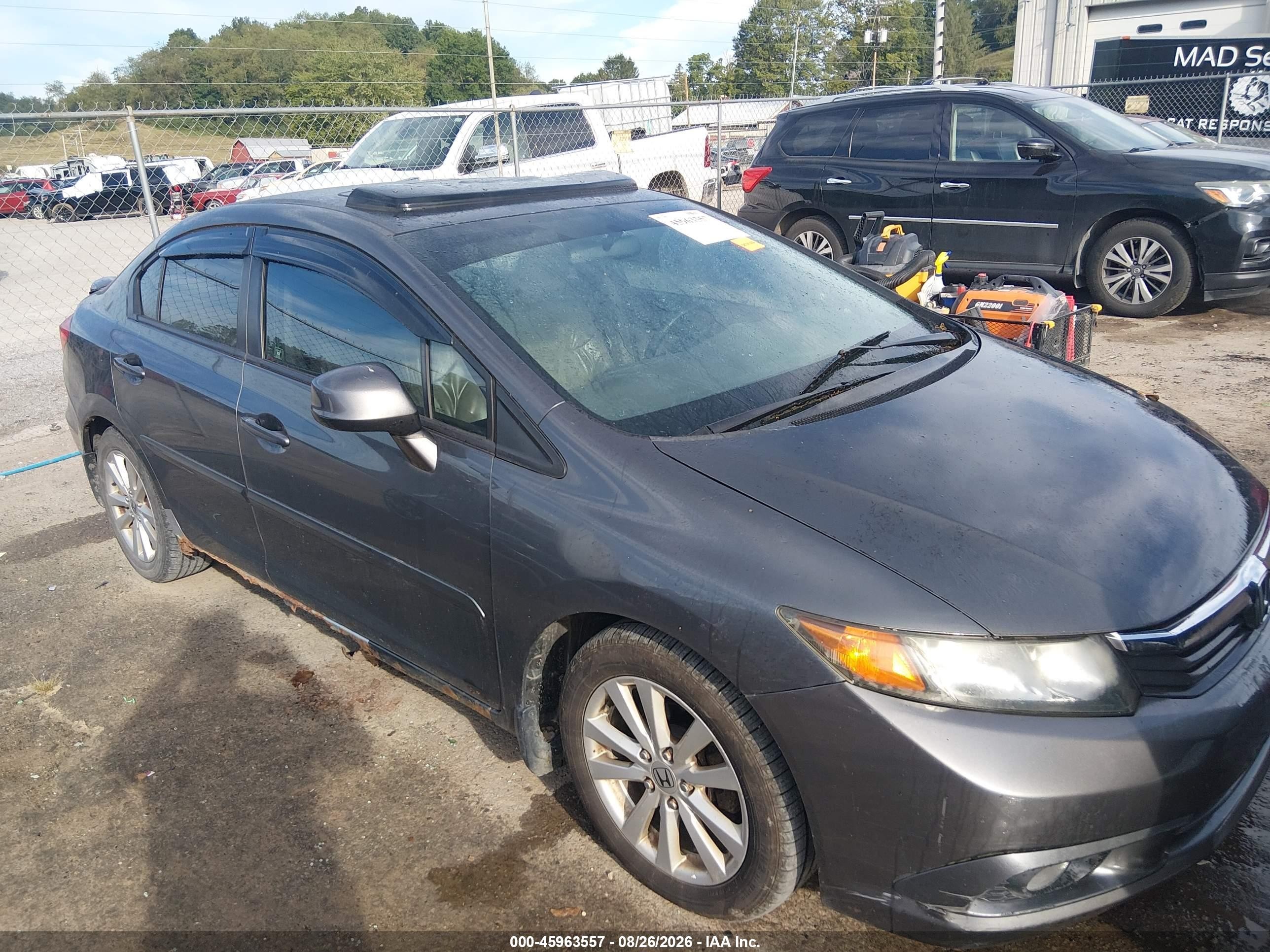 2012 Honda Civic Ex-l Gray vin: 2HGFB2F94CH507345