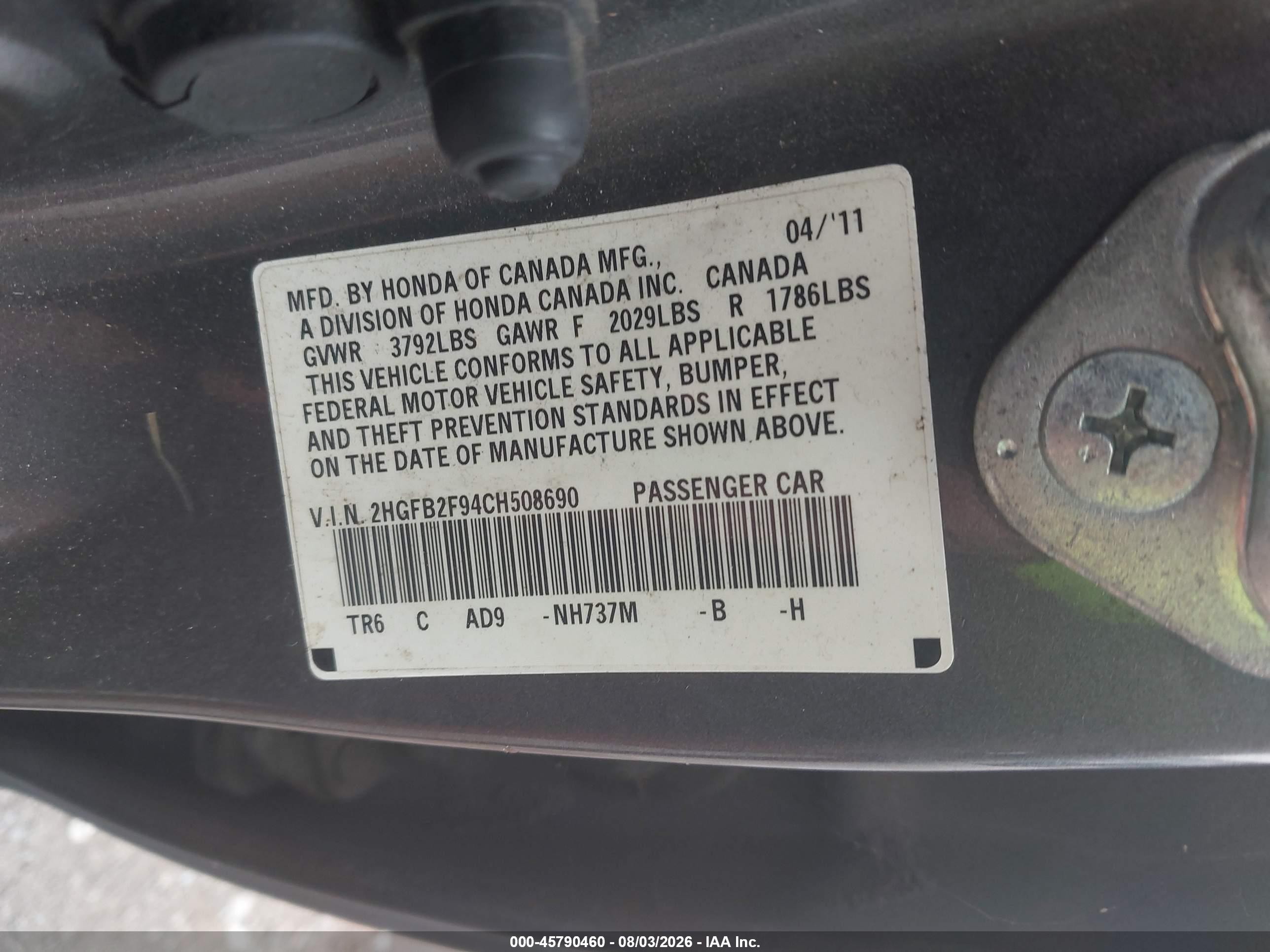 2012 Honda Civic Ex-l Silver vin: 2HGFB2F94CH508690