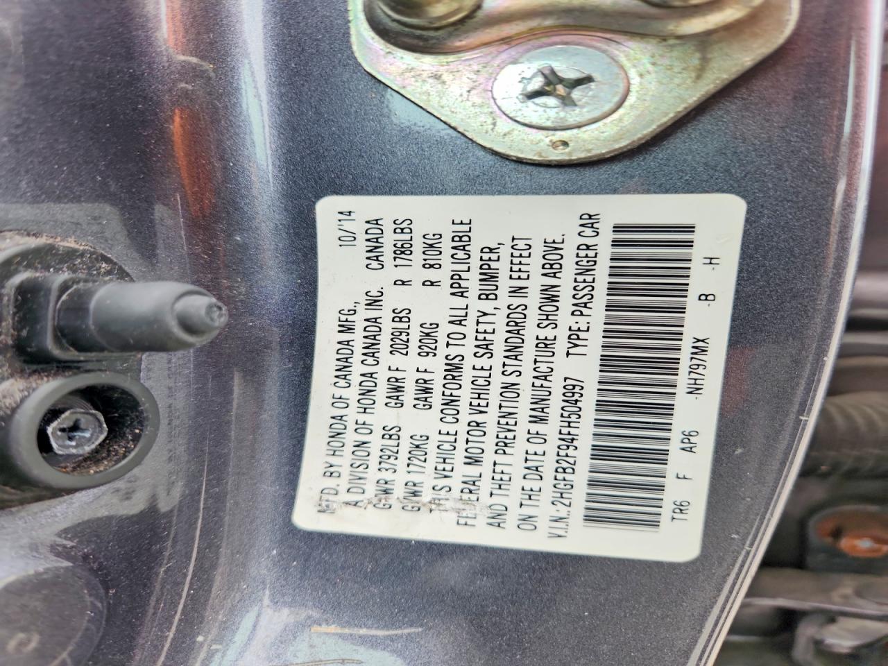 2015 Honda Civic Exl Gray vin: 2HGFB2F94FH504997