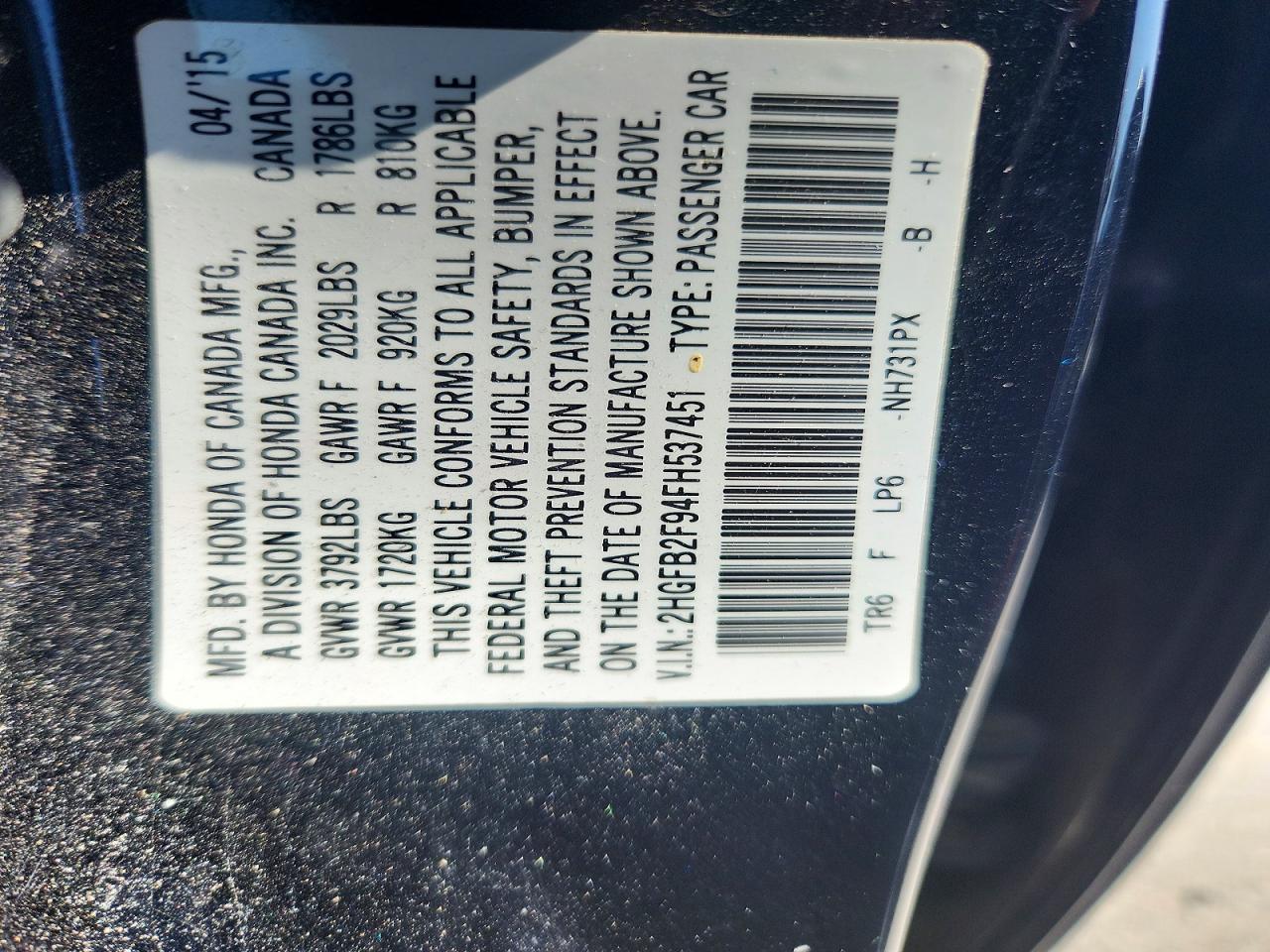 2015 Honda Civic Exl Black vin: 2HGFB2F94FH537451