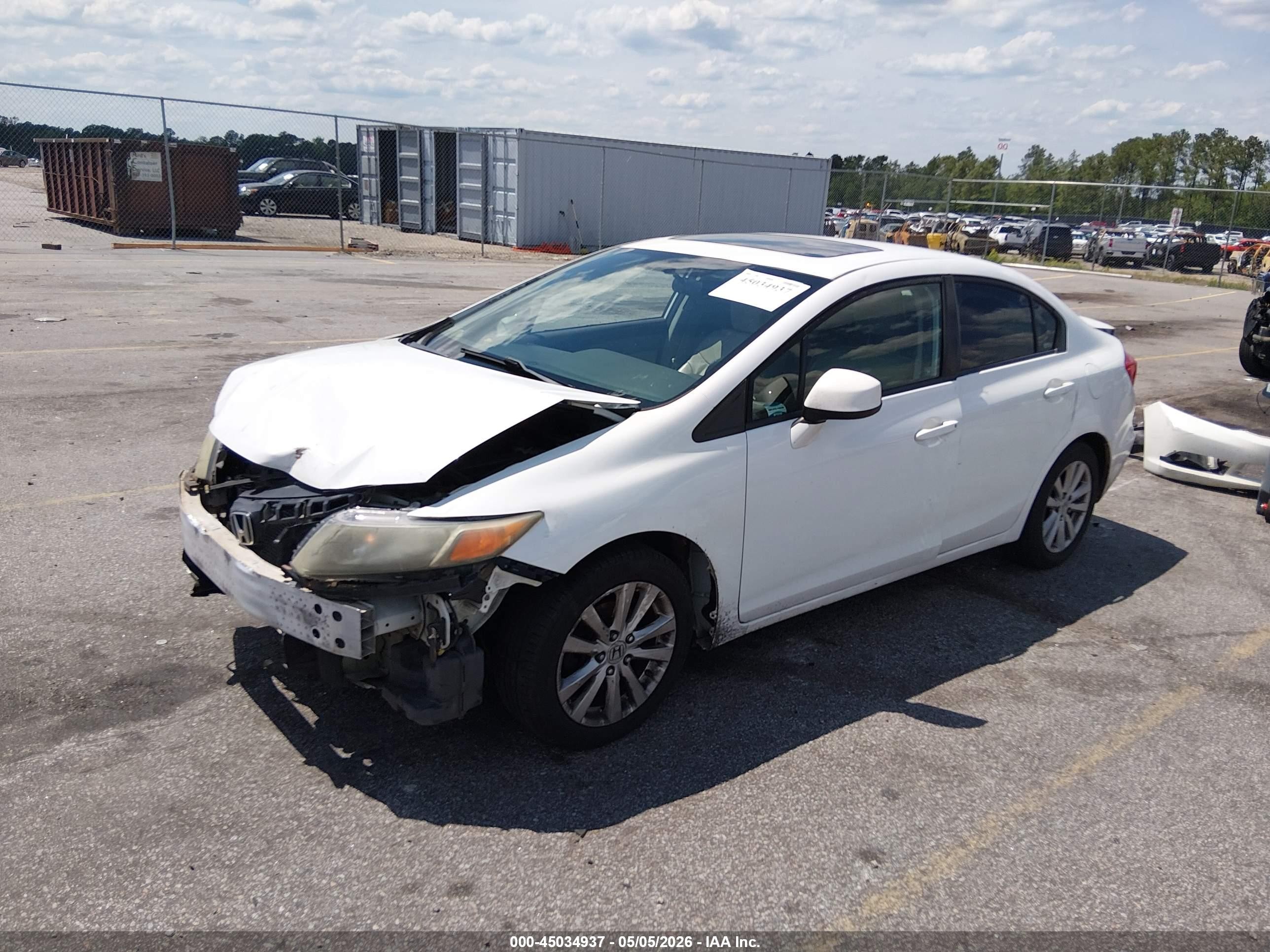 2012 Honda Civic Ex-l White vin: 2HGFB2F95CH322768