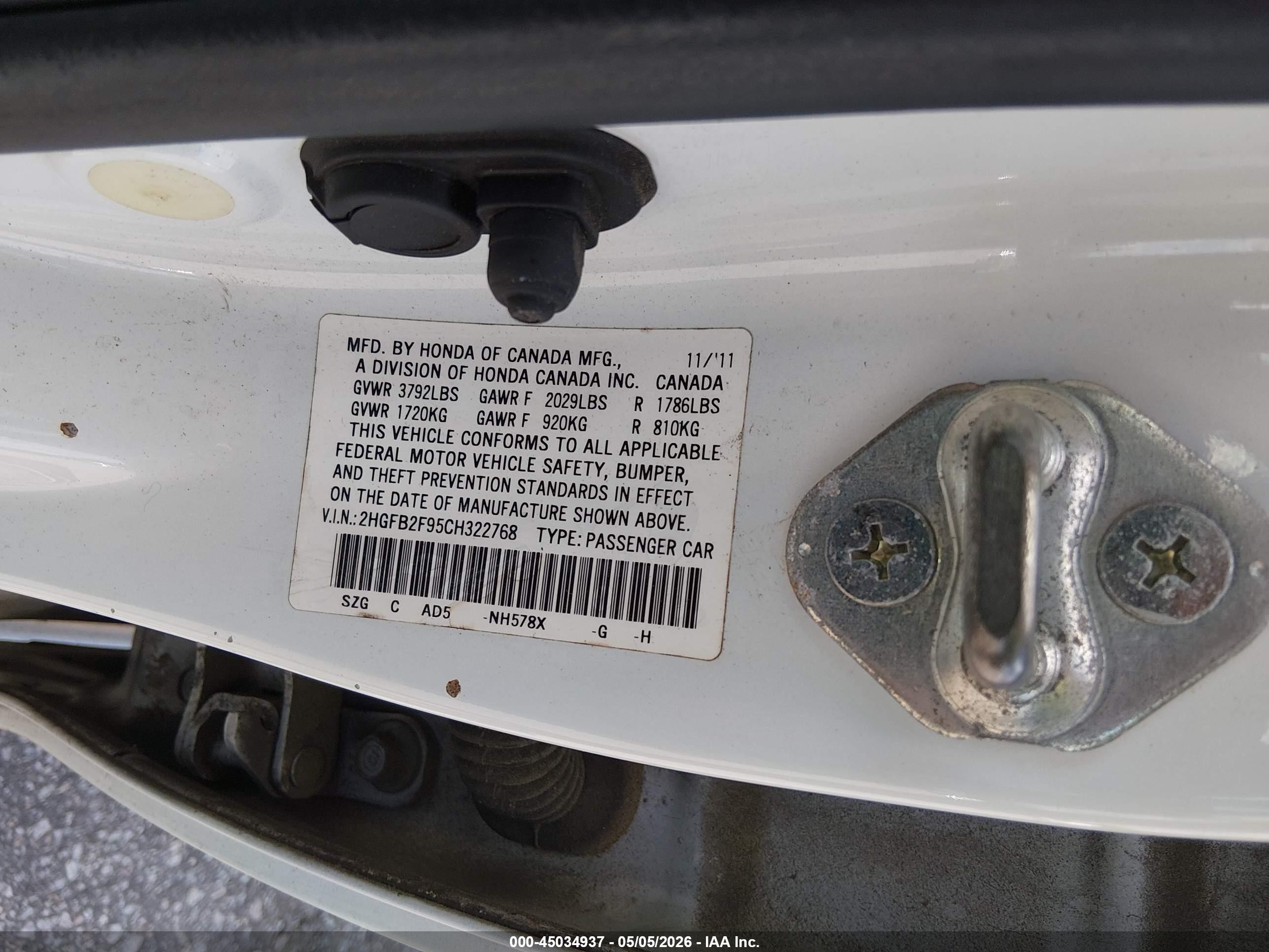 2012 Honda Civic Ex-l White vin: 2HGFB2F95CH322768