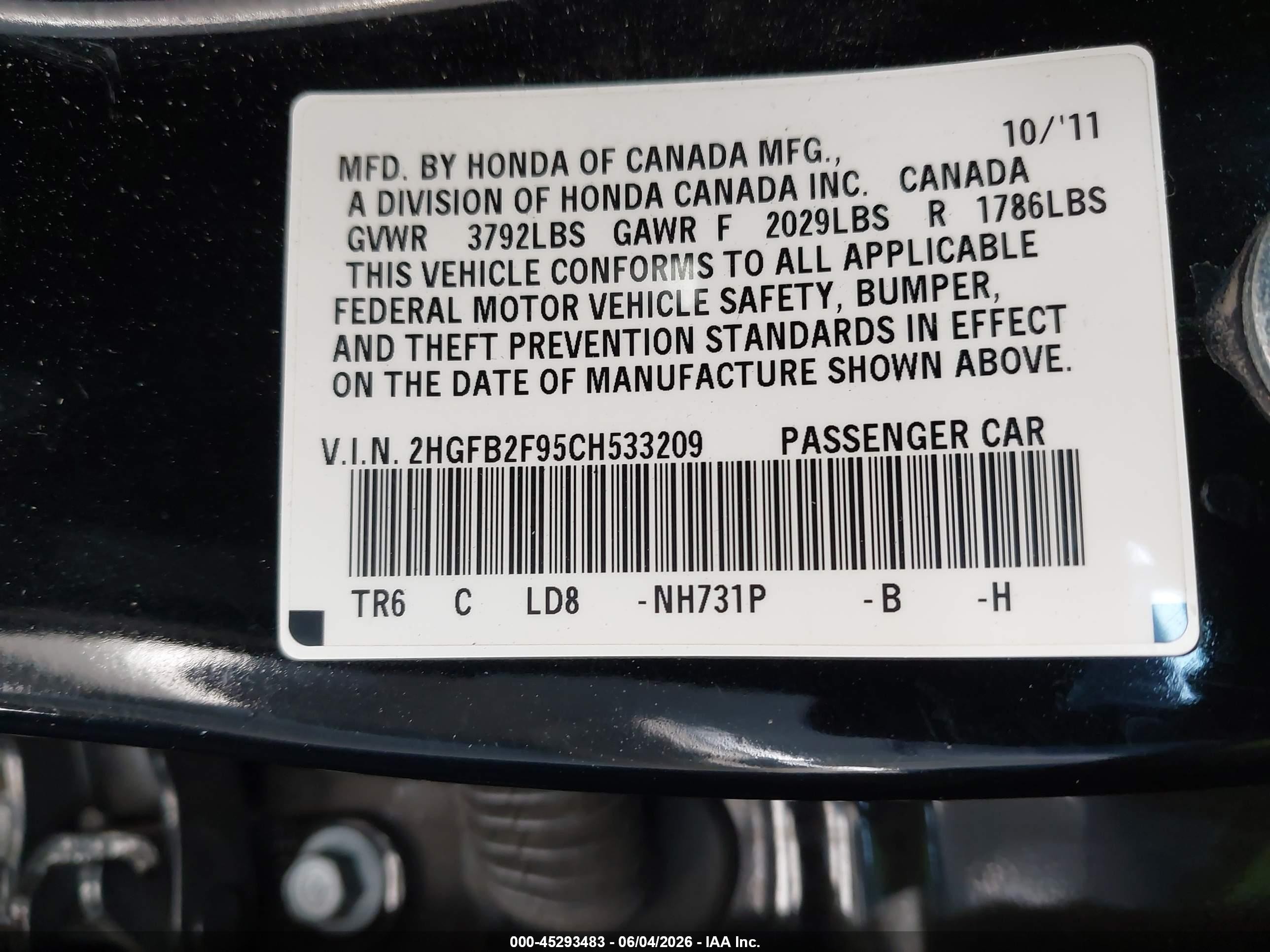 2012 Honda Civic Ex-l Black vin: 2HGFB2F95CH533209