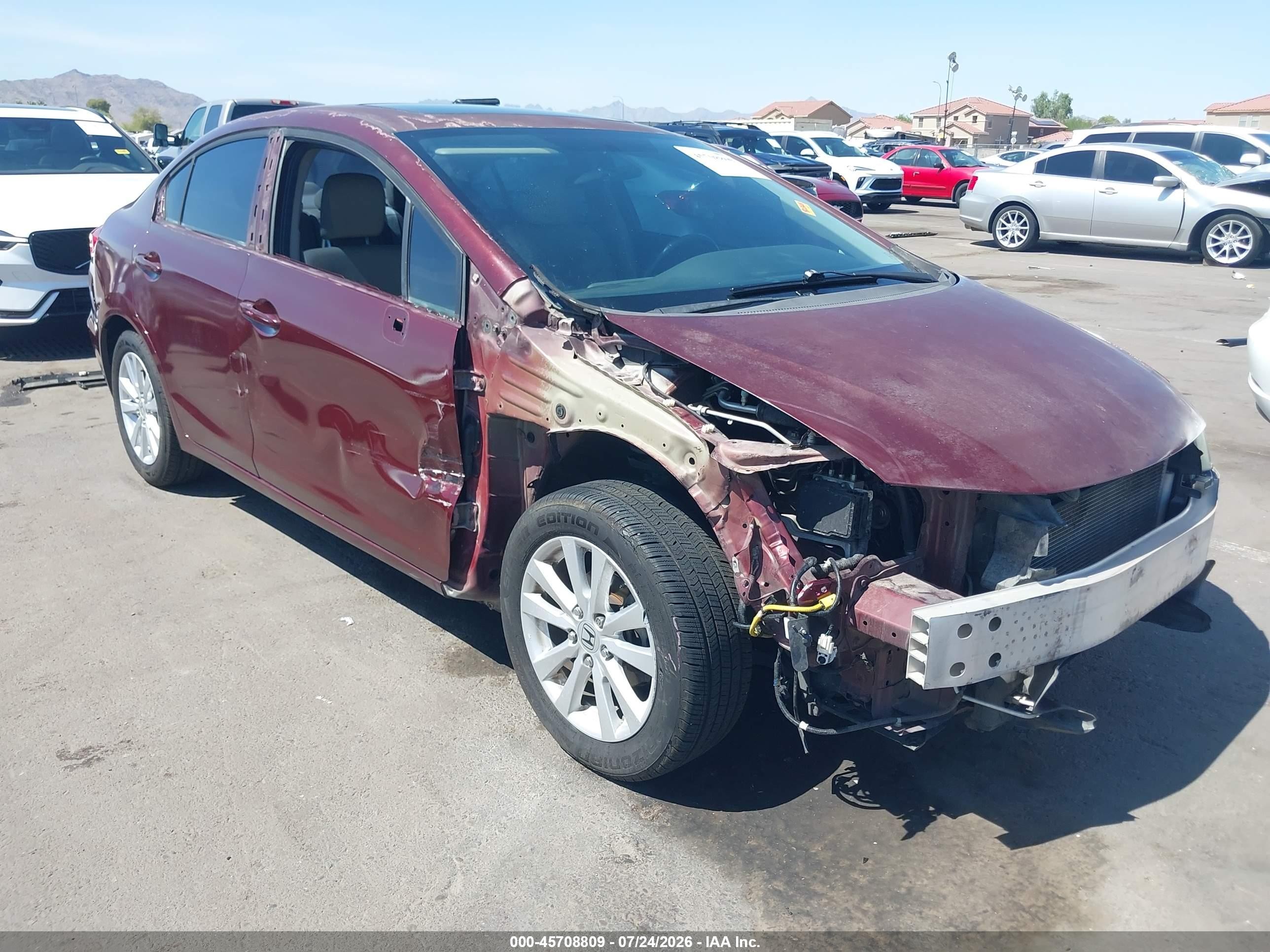 2012 Honda Civic Ex-l Maroon vin: 2HGFB2F95CH537423
