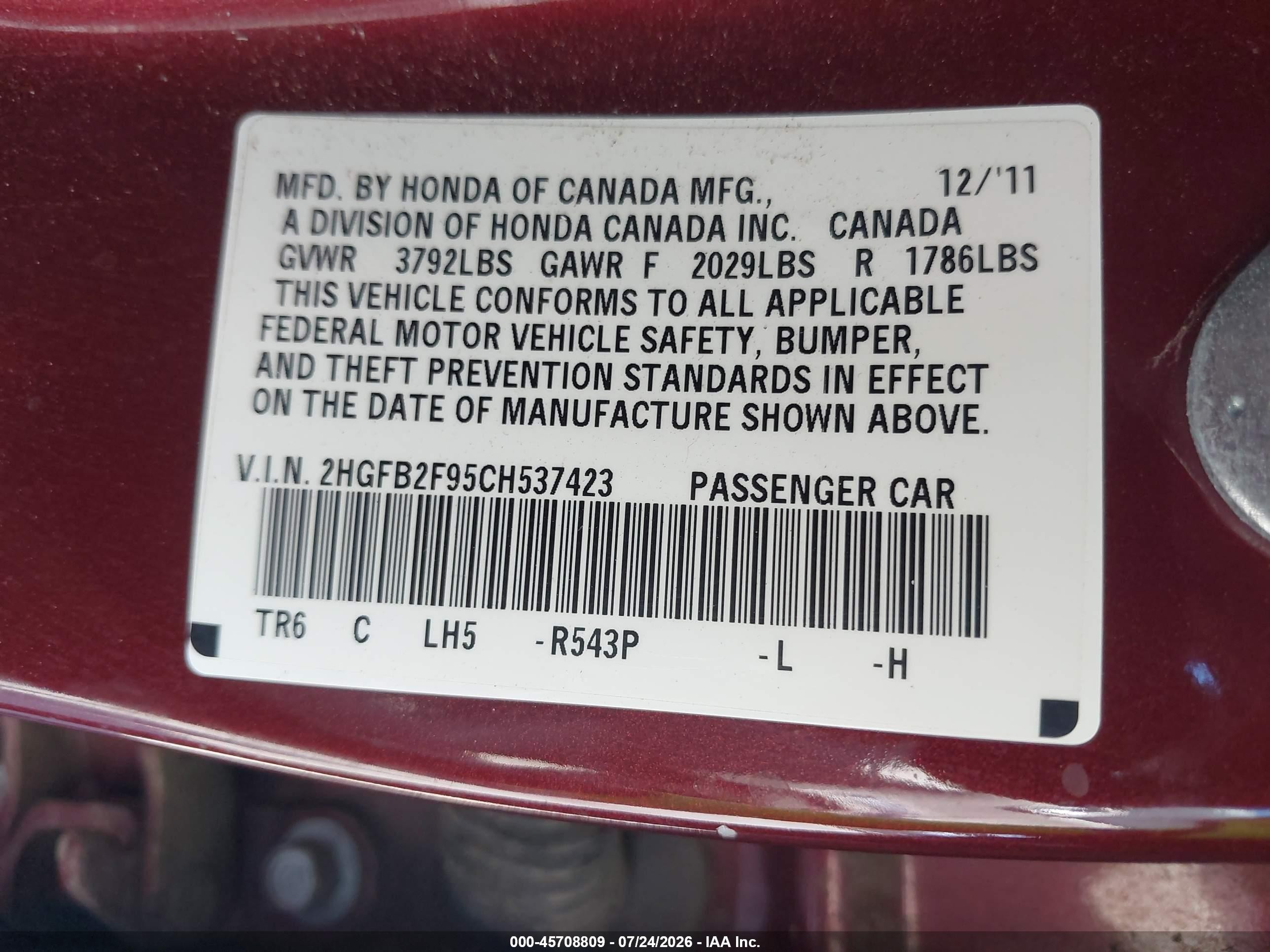 2012 Honda Civic Ex-l Maroon vin: 2HGFB2F95CH537423