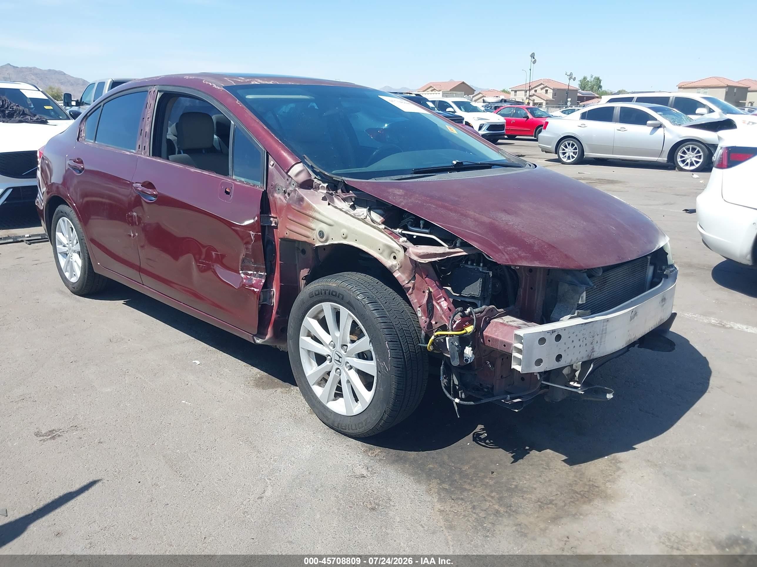 2012 Honda Civic Ex-l Maroon vin: 2HGFB2F95CH537423