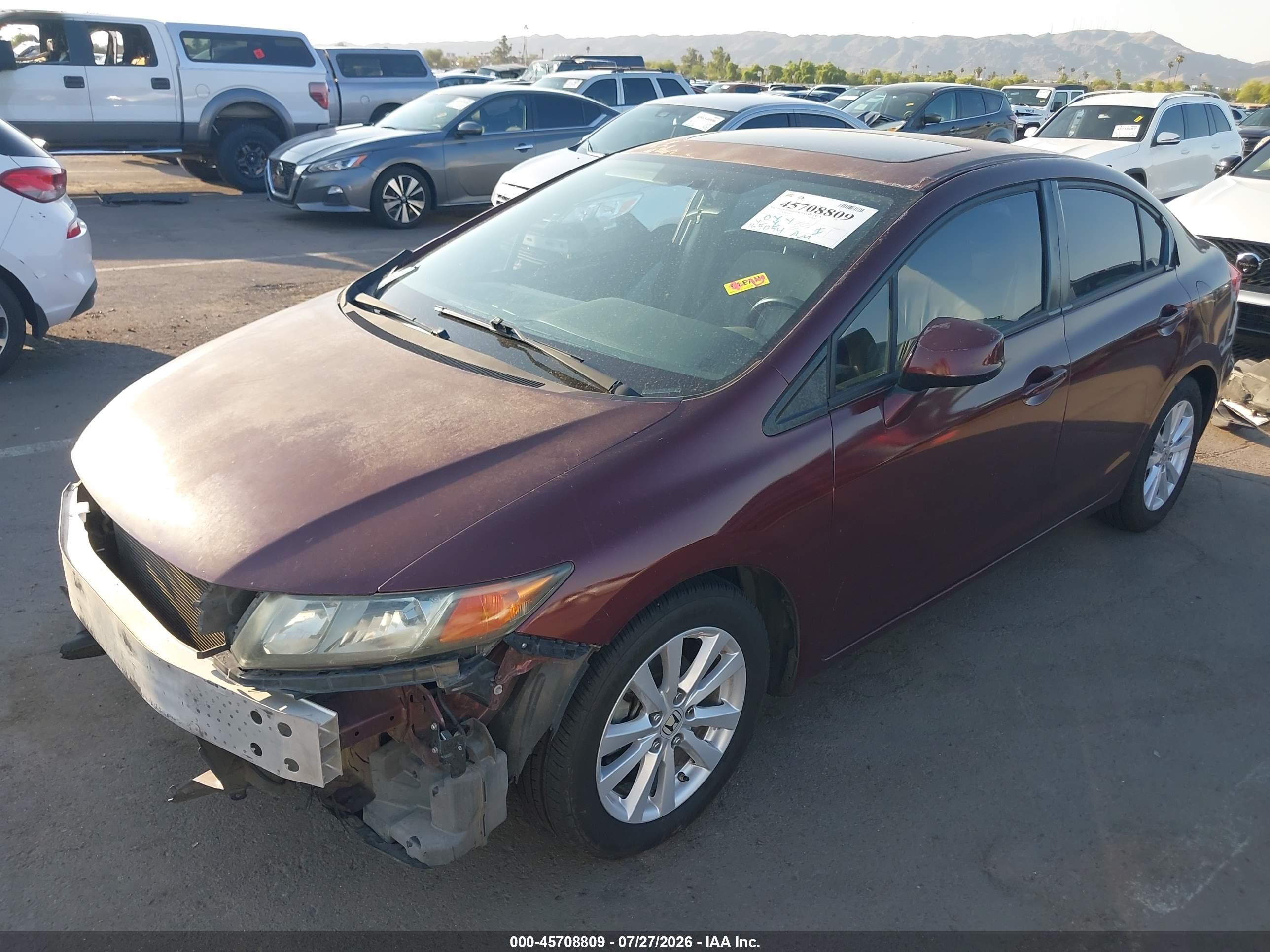 2012 Honda Civic Ex-l Maroon vin: 2HGFB2F95CH537423